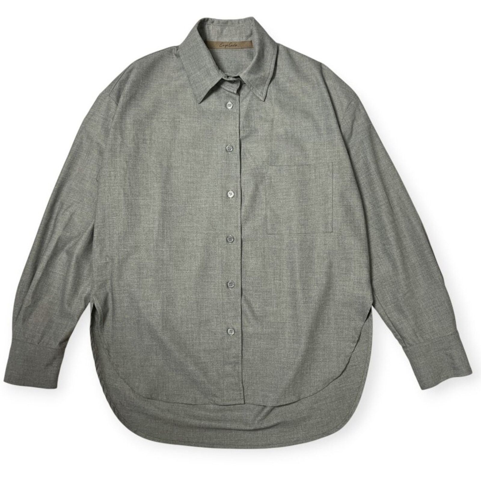 Enza Costa ENZA COSTA Oversized Button Down Shirt Size 1 Small Gray USA Size S / US 4 / IT 40 - 1 Thumbnail