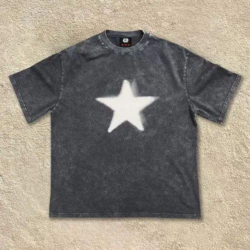 Japanese Brand Adachi x Hada Washed distressed star pattern cotton t-shirt Size US L / EU 52-54 / 3 - 7 Thumbnail