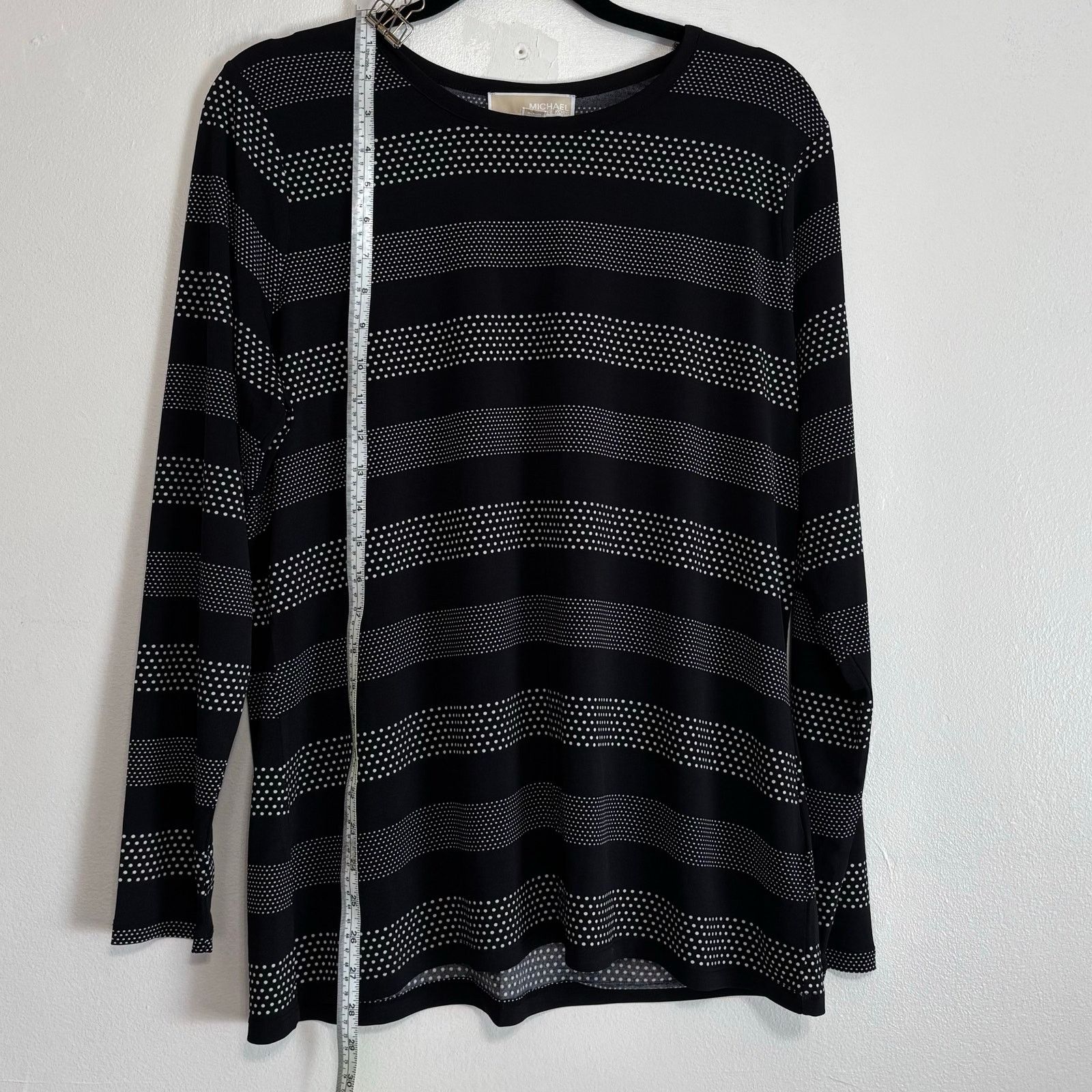 Michael Kors MICHAEL Michael Kors Black Top with White Polka Dot Stripes Size XXL / US 16-18 / IT 52-54 - 3 Thumbnail
