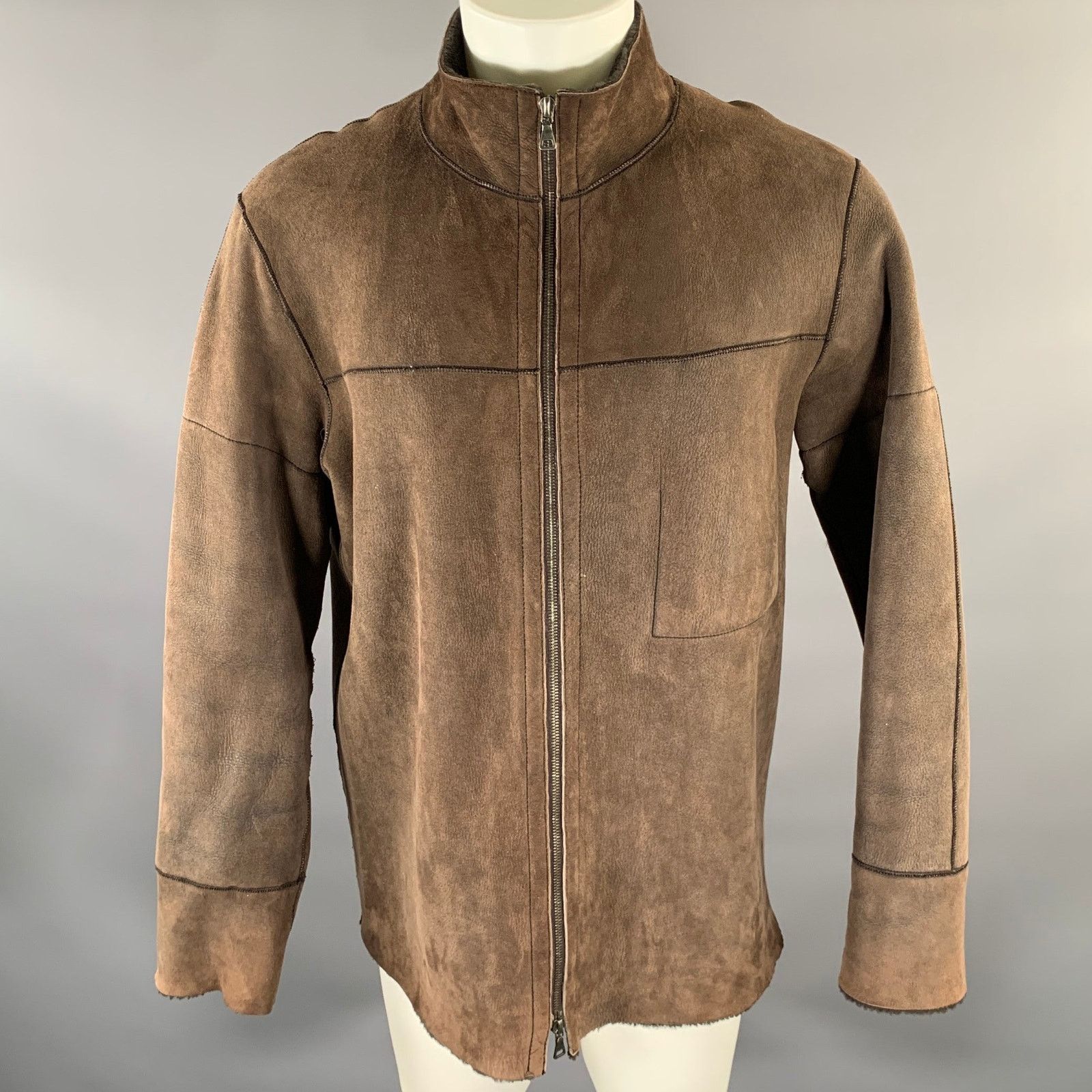 Jil Sander JIL SANDER Size M Beige Brown Cotton Layered Suede Jacket Size US M / EU 48-50 / 2 - 5 Thumbnail