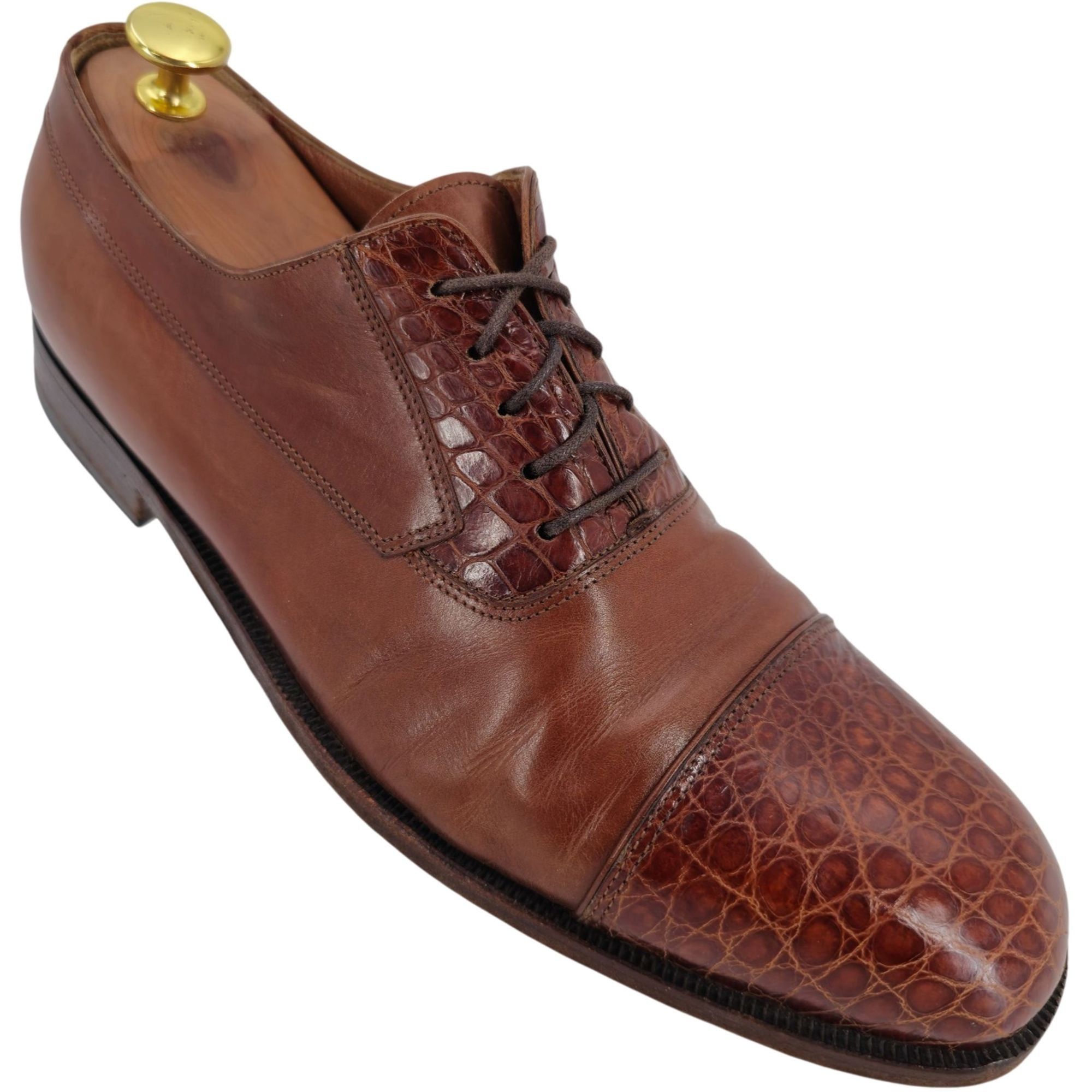 Bruno Magli Exotic Bruno Magli Italy Brown Alligator Leather Oxfords 10M Size US 10 / EU 43 - 1 Thumbnail