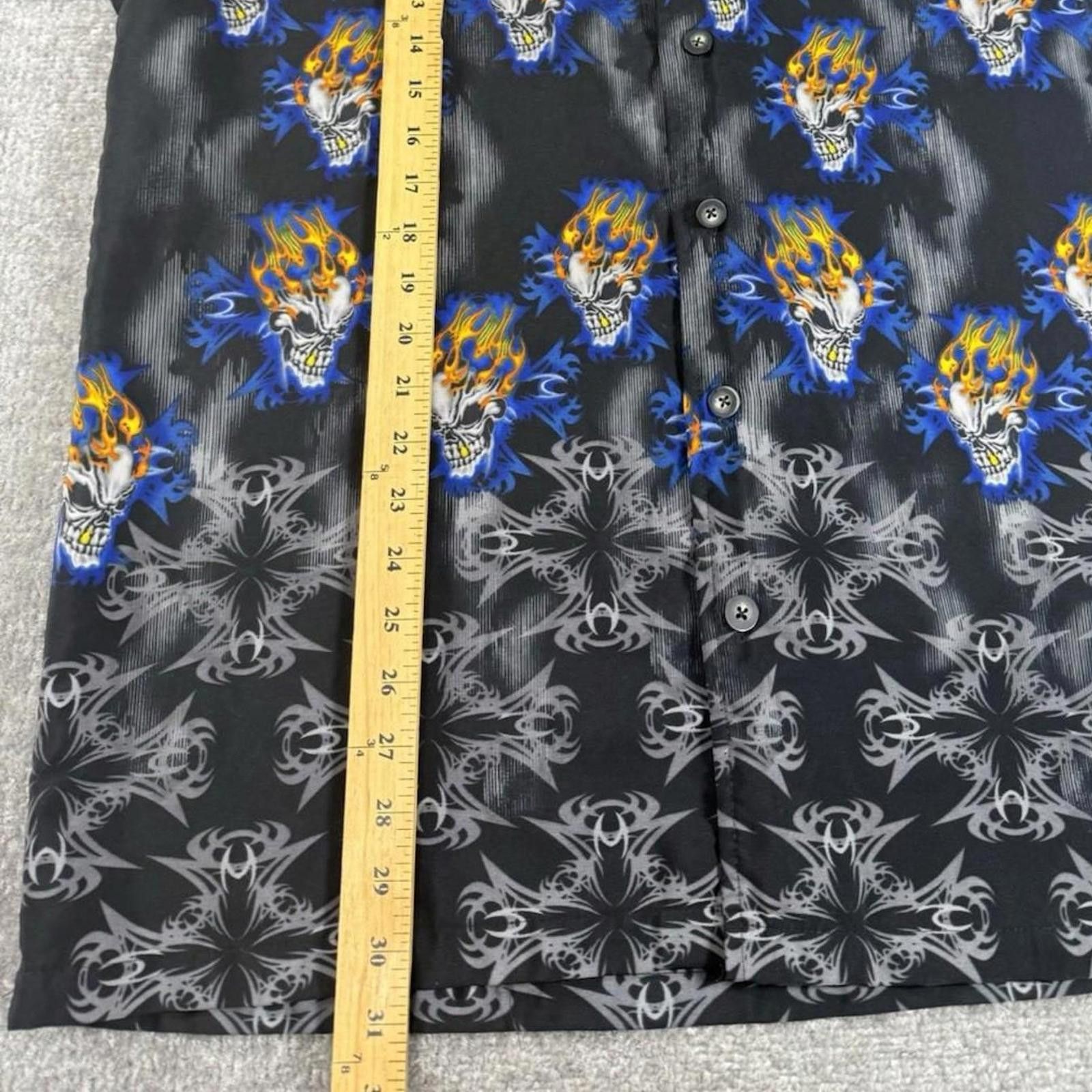 Other Vintage Odo Y2K Grunge Button Up Shirt Flames Skulls Large Size US L / EU 52-54 / 3 - 4 Thumbnail