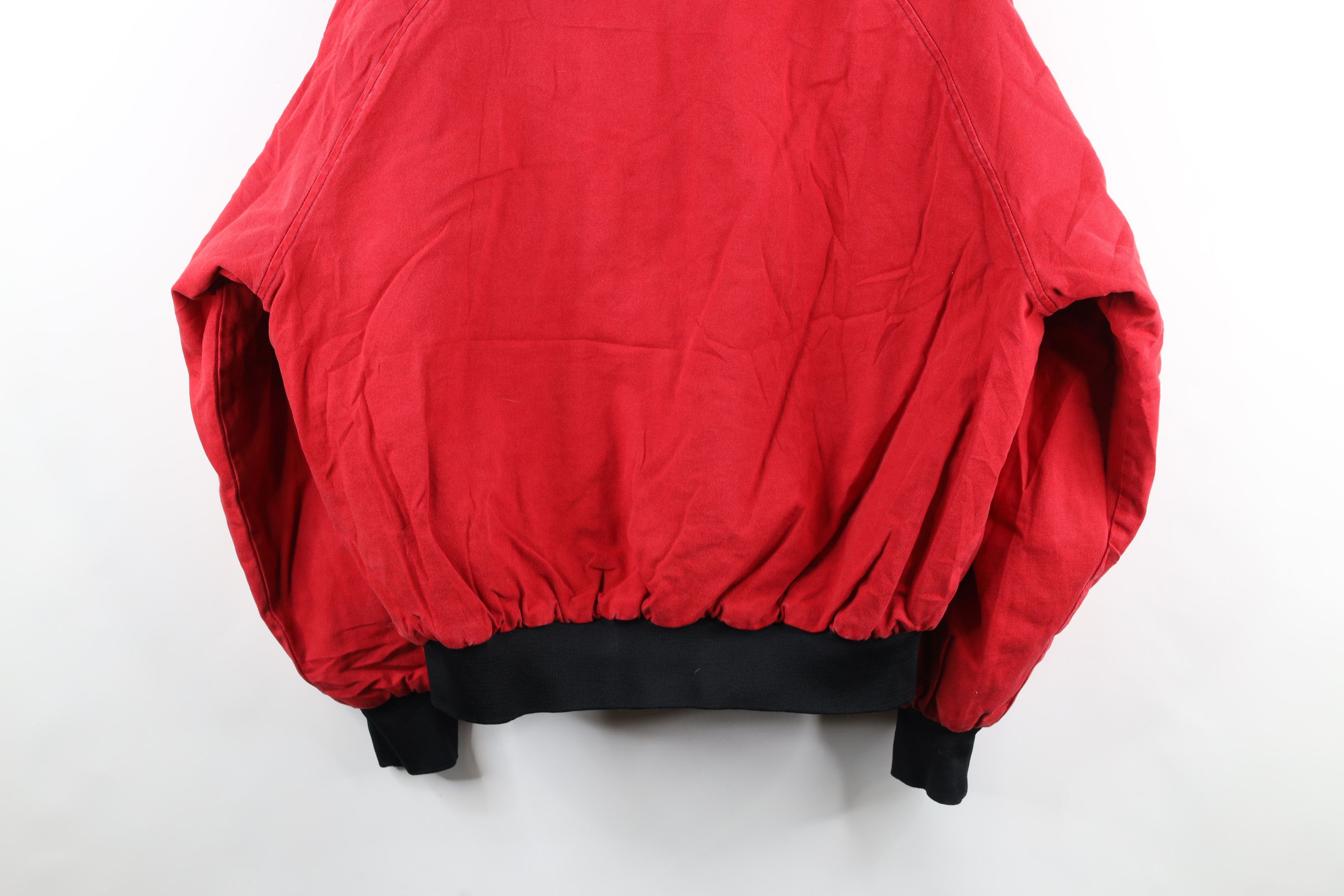 Vintage Vintage 90s Streetwear Lined Hooded Canvas Jacket Red USA Size US XL / EU 56 / 4 - 15 Thumbnail