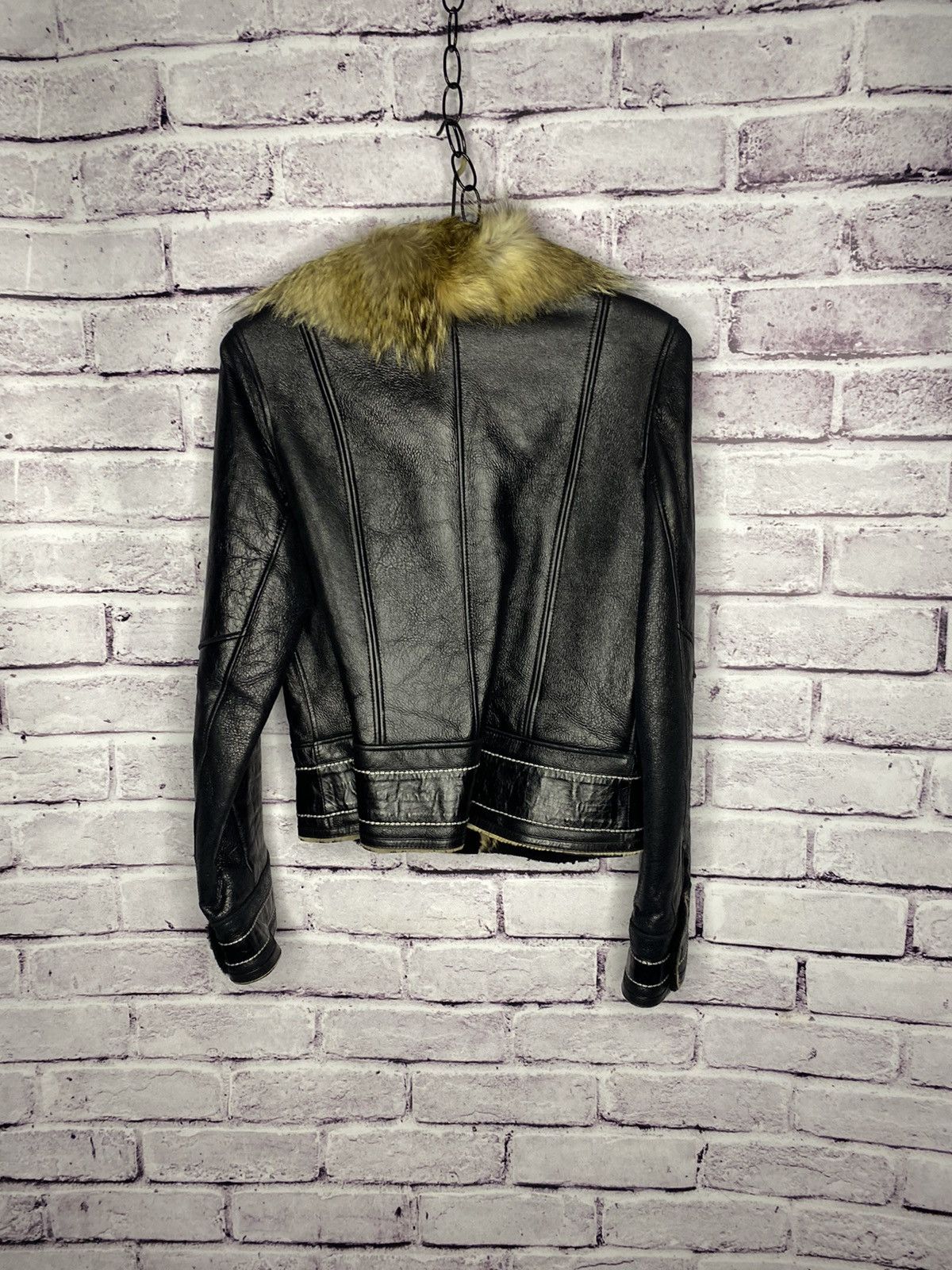 Other Vintage Avant Garde women's leather jacket with natural fur Size S / US 4 / IT 40 - 13 Thumbnail
