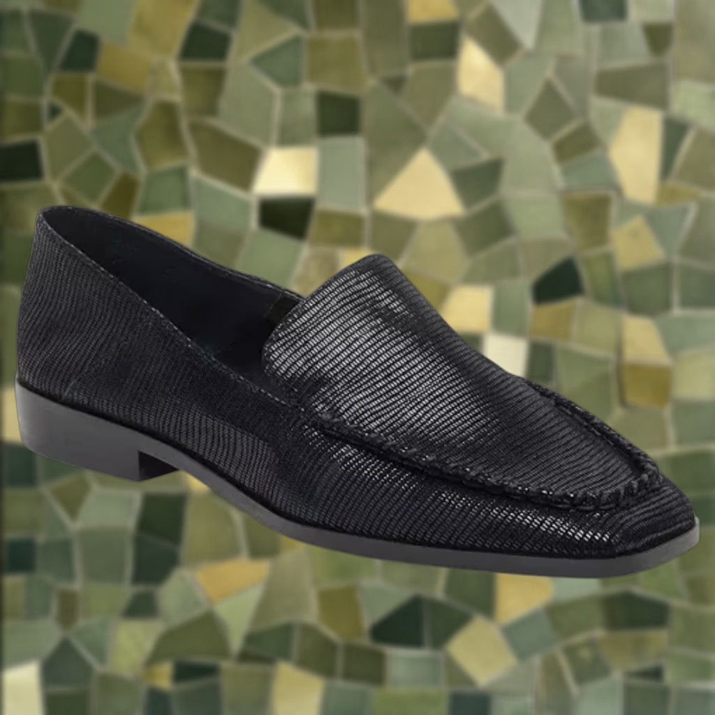 Dolce Vita VINTAGE Dolce Vita Beny Tailored Loafer Flats Black Leather Snake Onyx 8 Women Flat Square Toe Size US 8 / IT 38 - 1 Thumbnail