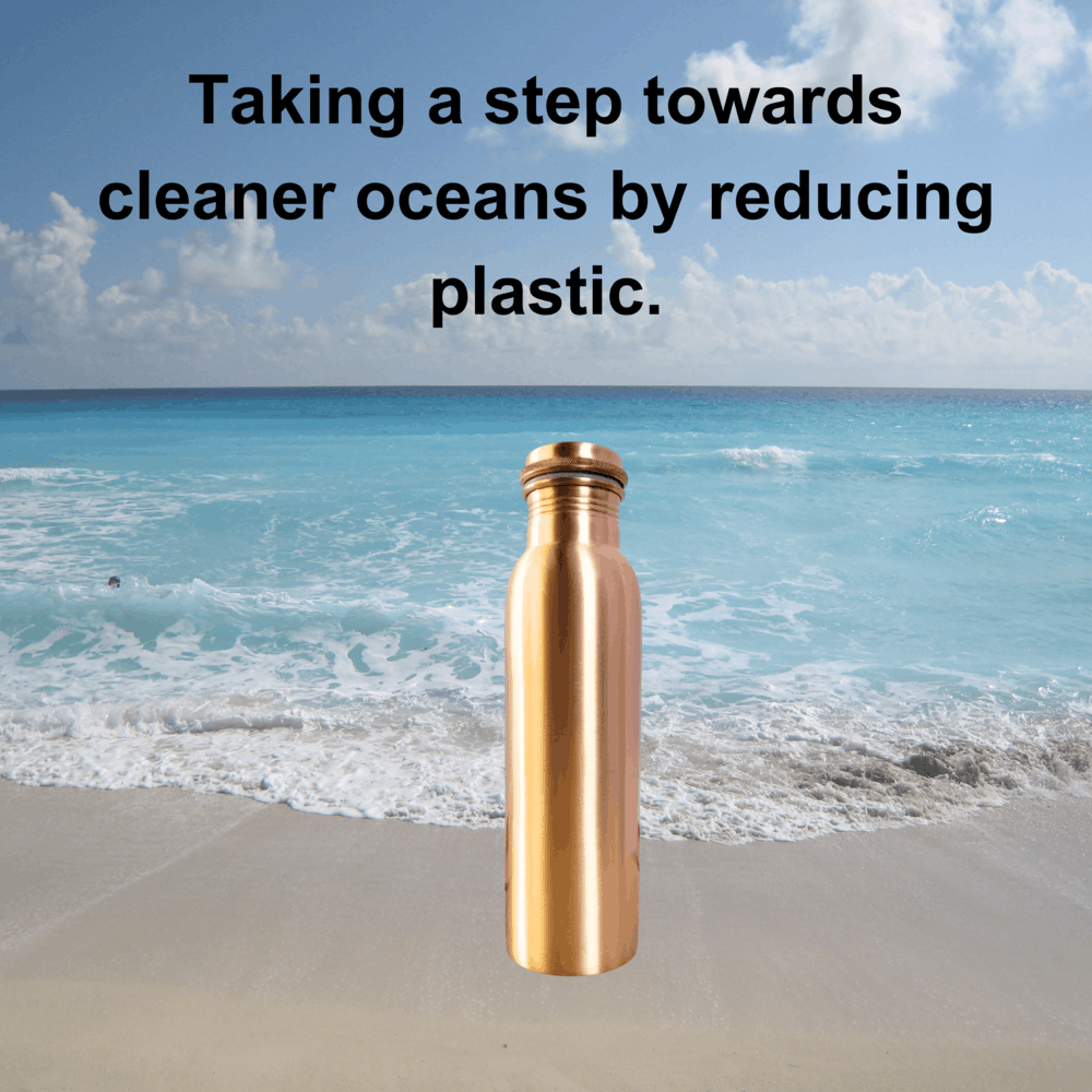 Handmade NEW 100% Plain Finish Copper Water Bottle, 32.5 oz/950 mL Size ONE SIZE - 5 Thumbnail