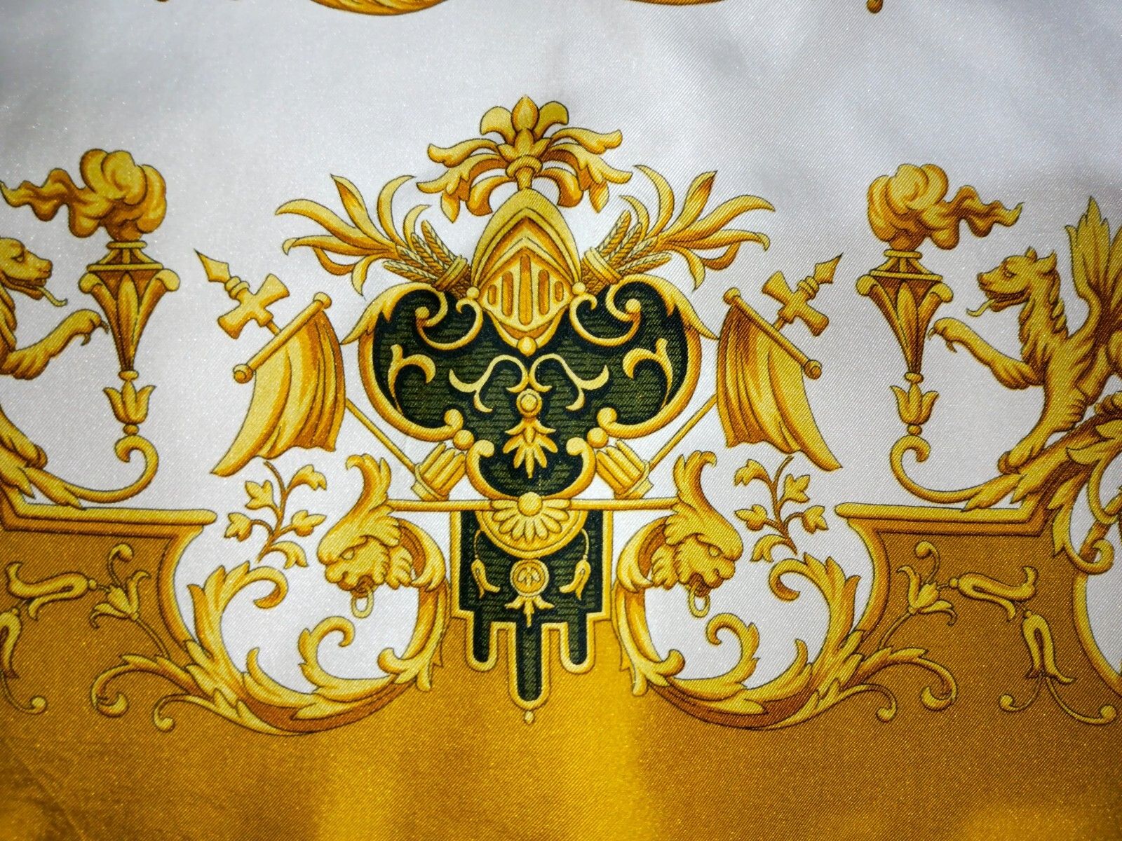 Lancel LANCEL Paris Victorian Baroque Gold Vintage Silk Scarf Size ONE SIZE - 6 Thumbnail