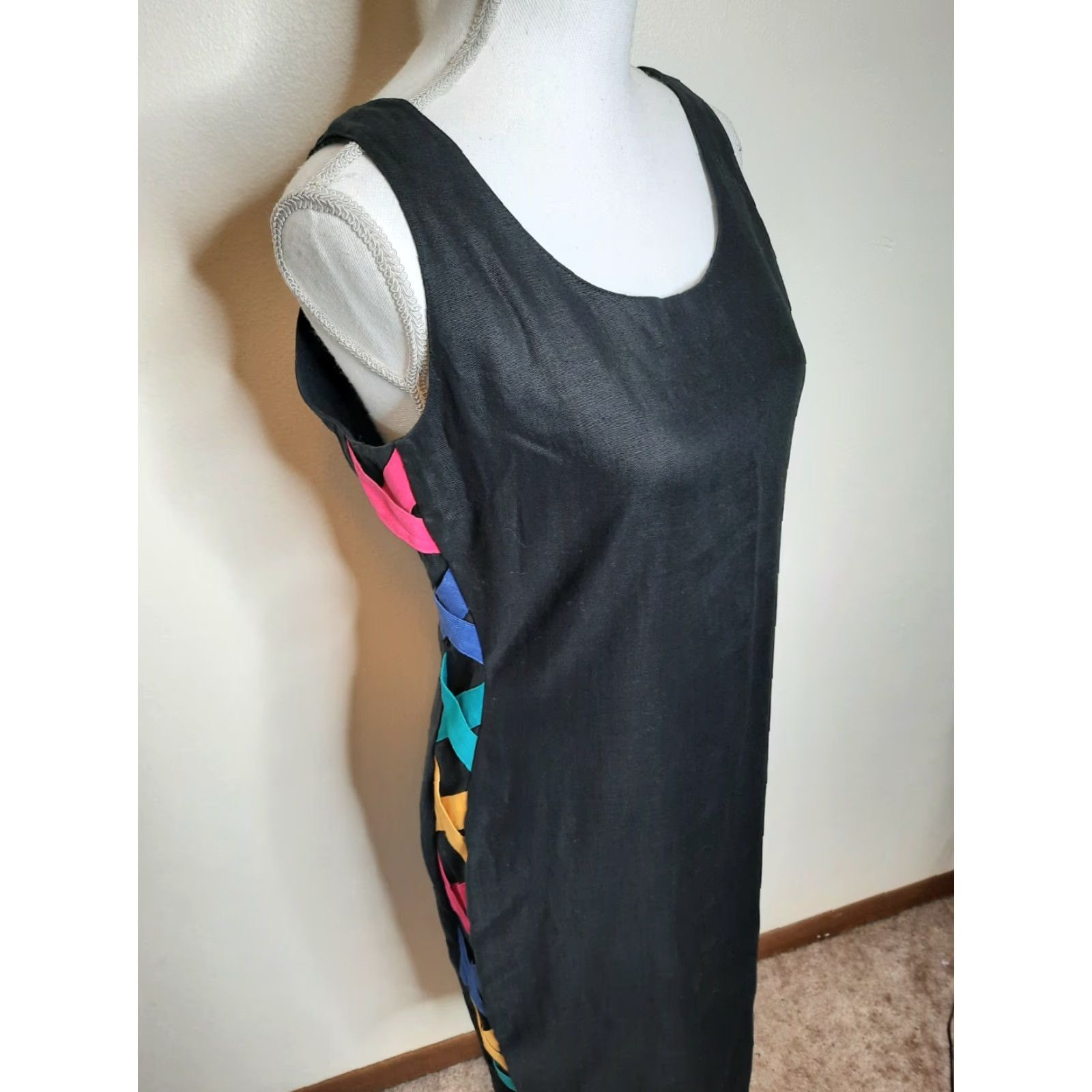 Etro VINTAGE Outlander Linen Retro Little Black Dress Cocktail Size 10 Medium M 90s - Wiggle/Pencil Mod/GoGo 1960s Black Size S/M Couture? Size S / US 4 / IT 40 - 5 Thumbnail