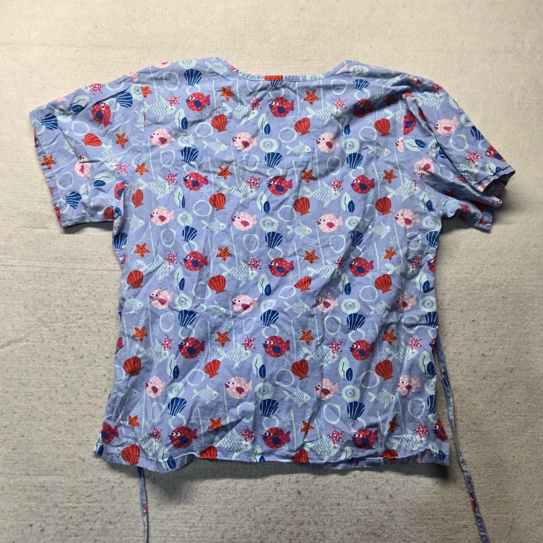 Vintage The Scrub Co. Blue Sea Life Scrub Shirt Top Short Sleeve Tie Adult Size 3XL XXXL Size US XXL / EU 58 / 5 - 8 Thumbnail