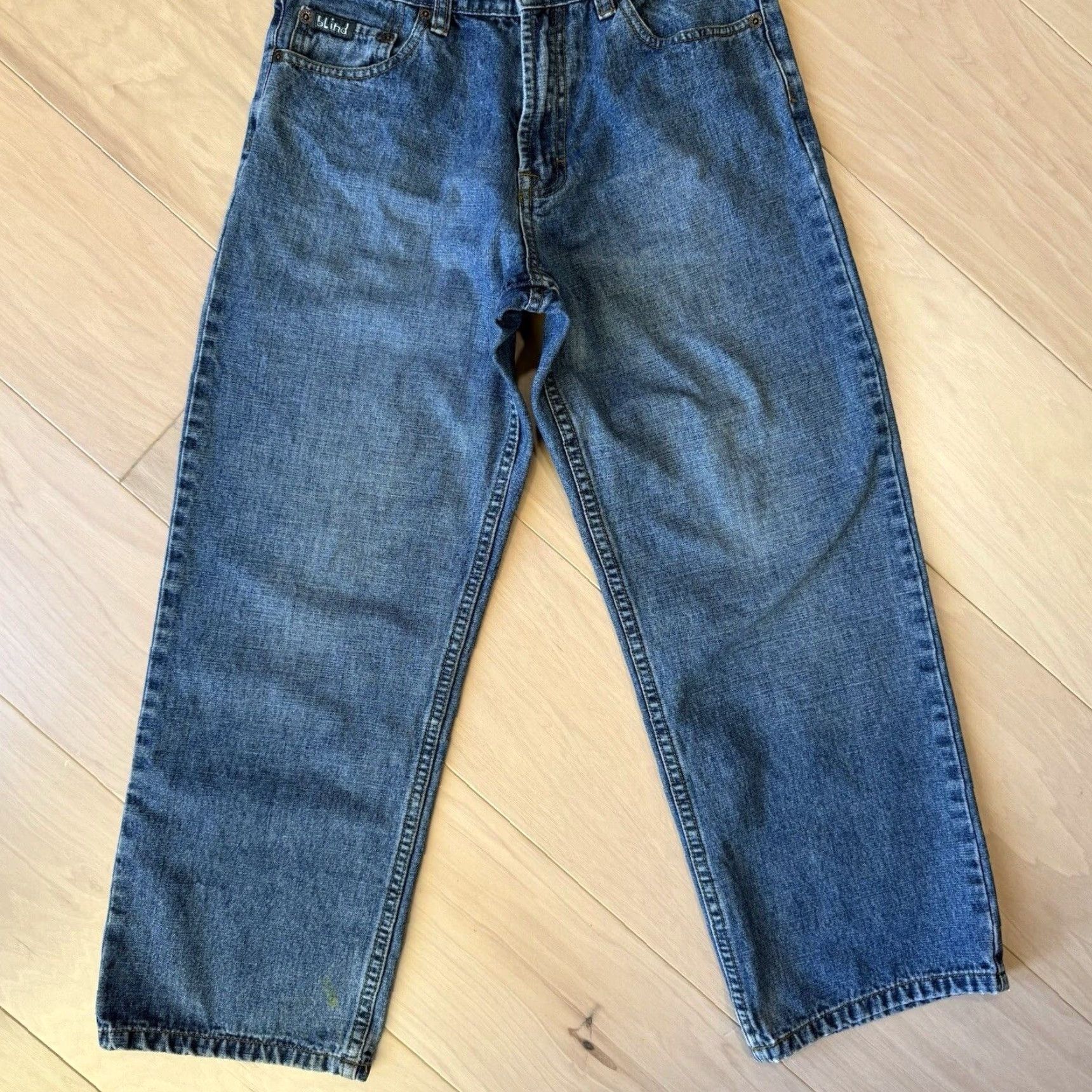 Denime VINTAGE Blind Jeans Skateboard 27 Blue Denim Straight Mens 501 American Western Punk Streetwear Denim Jeans TB Size US 27 - 4 Thumbnail