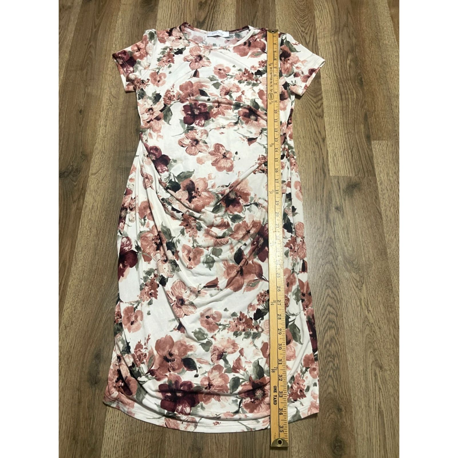 Pinko My Bump Dress Women's Medium Floral Sheath Short Sleeve Pullover Casual Pink White Green Size M / US 6-8 / IT 42-44 - 4 Thumbnail