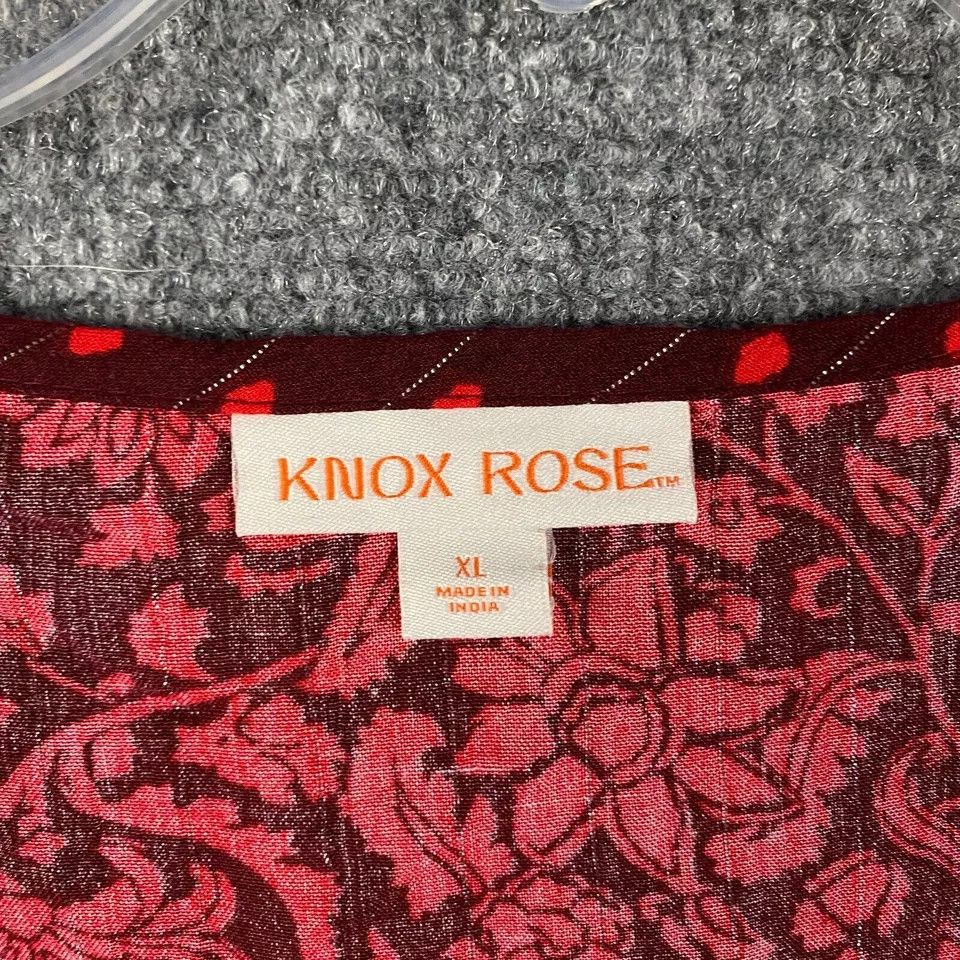 Other Knox Rose Blouse XL Women's Pullover Floral Red Rayon Size XL / US 12-14 / IT 48-50 - 3 Thumbnail