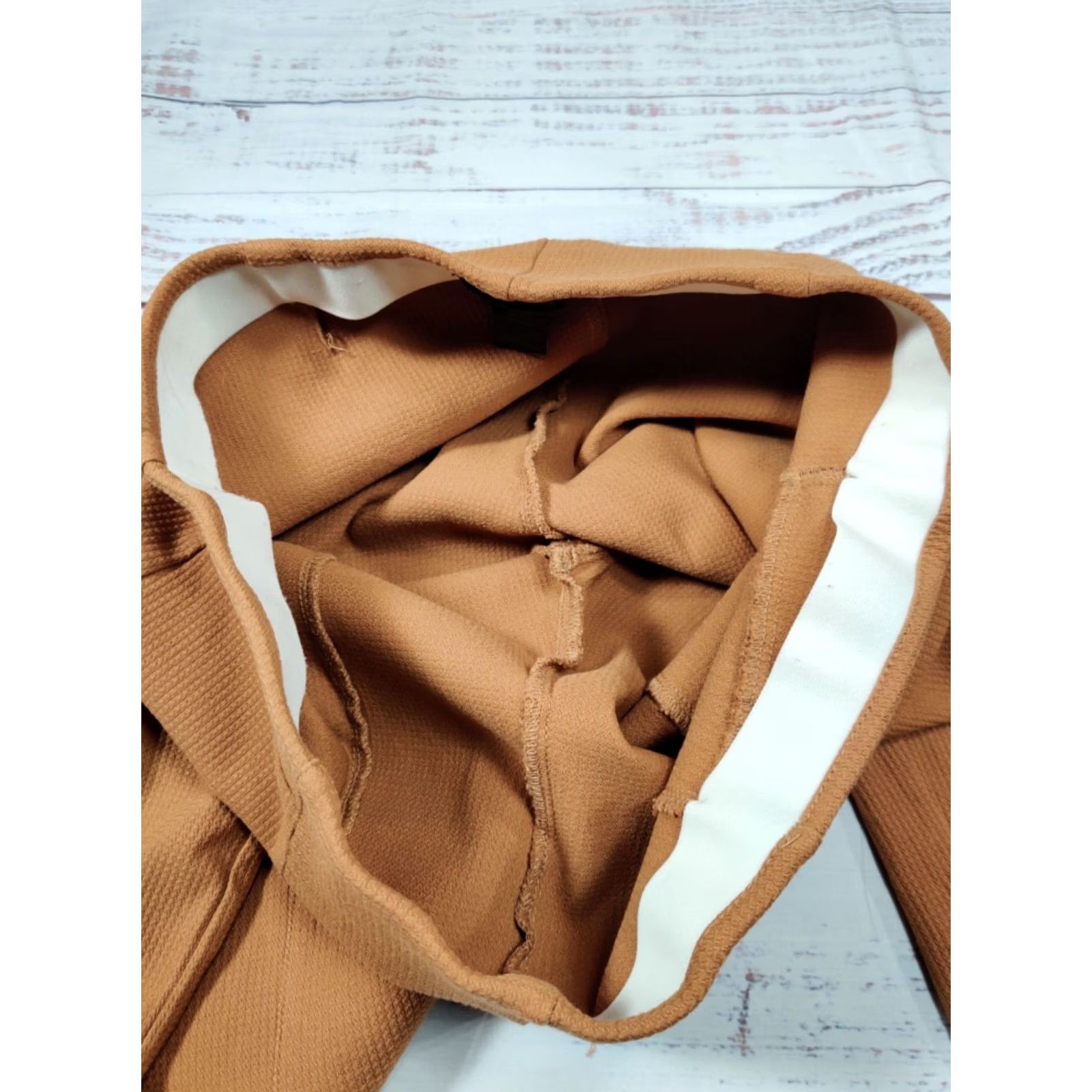 Vintage Eric Womens Pants Cropped Tan 14 Slim Straight Leg Pull On Flat Front Size 14 33x25 Size 36" / US 14 / IT 50 - 7 Thumbnail