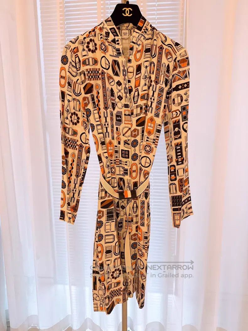 Hermes Hermes Silk Printed Shirt Dress Size XXS / US 00 / IT 34 - 1 Thumbnail