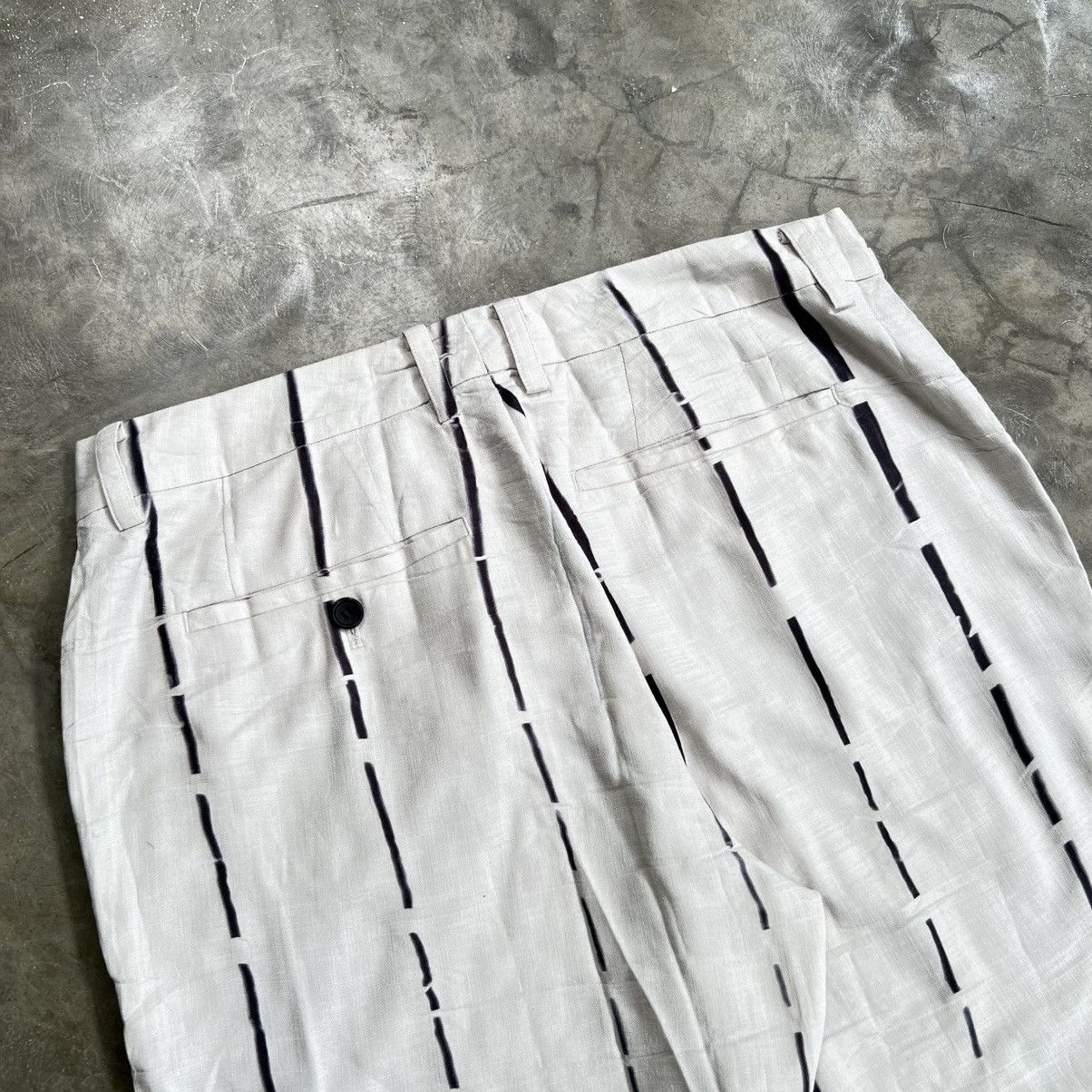 Issey Miyake 1990s Issey Miyake Vertical Stripe Linen Cropped Pants Size US 33 - 4 Thumbnail