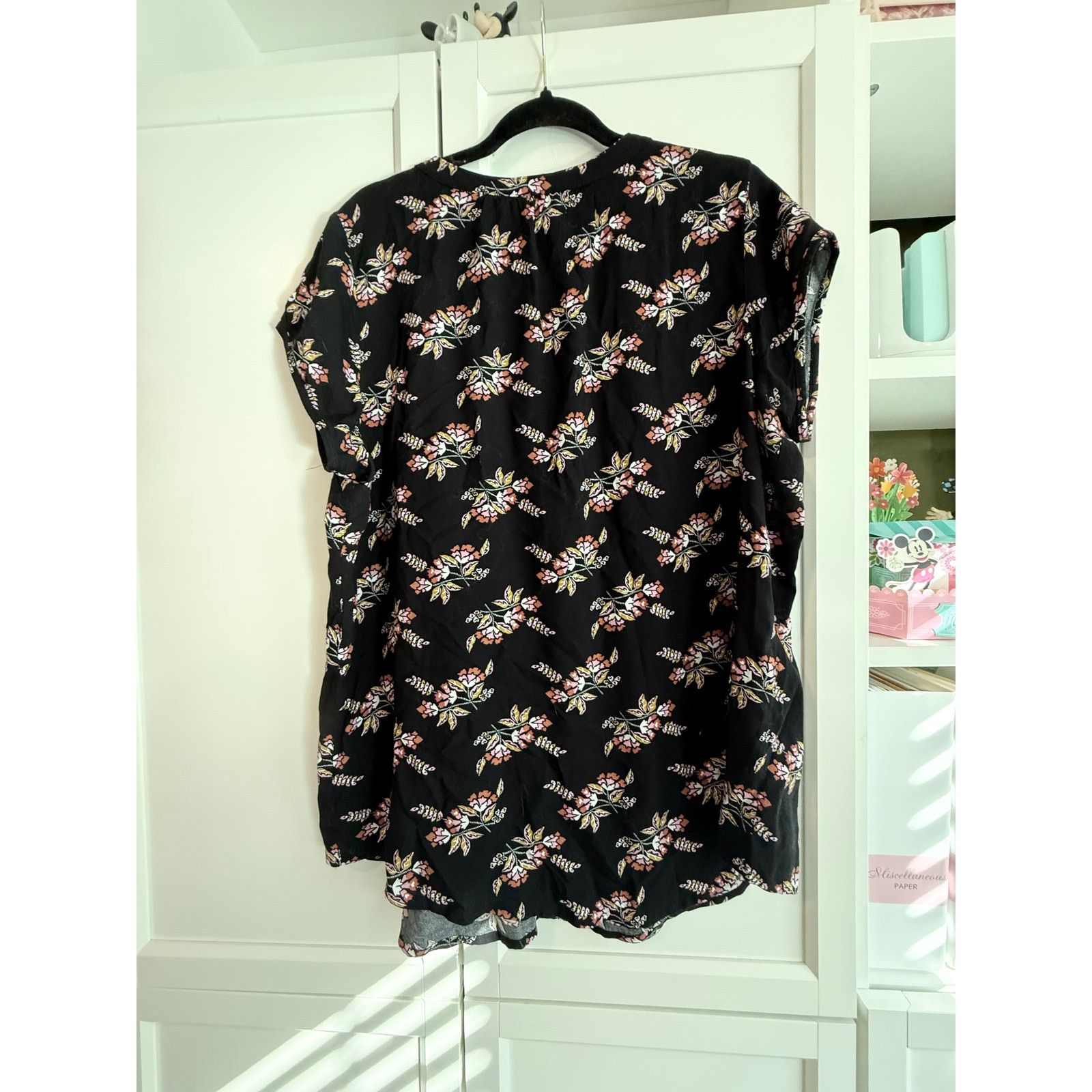 Sonoma Sonoma Floral Print Blouse Women Black V-Neck XL - A023 Size XL / US 12-14 / IT 48-50 - 3 Thumbnail