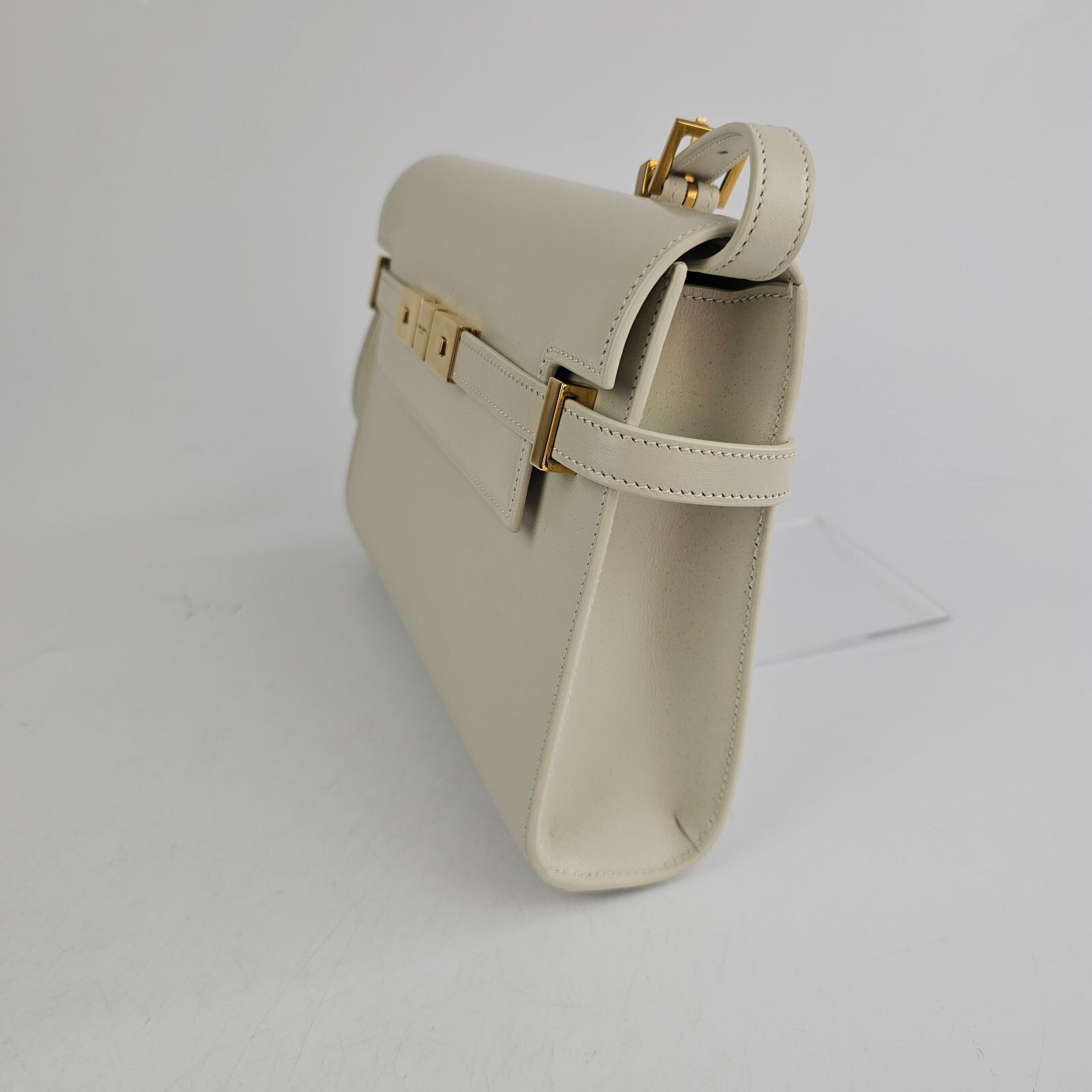 SAINT LAURENT Manhattan Box Small $3000 Blanc Vintage Leathe