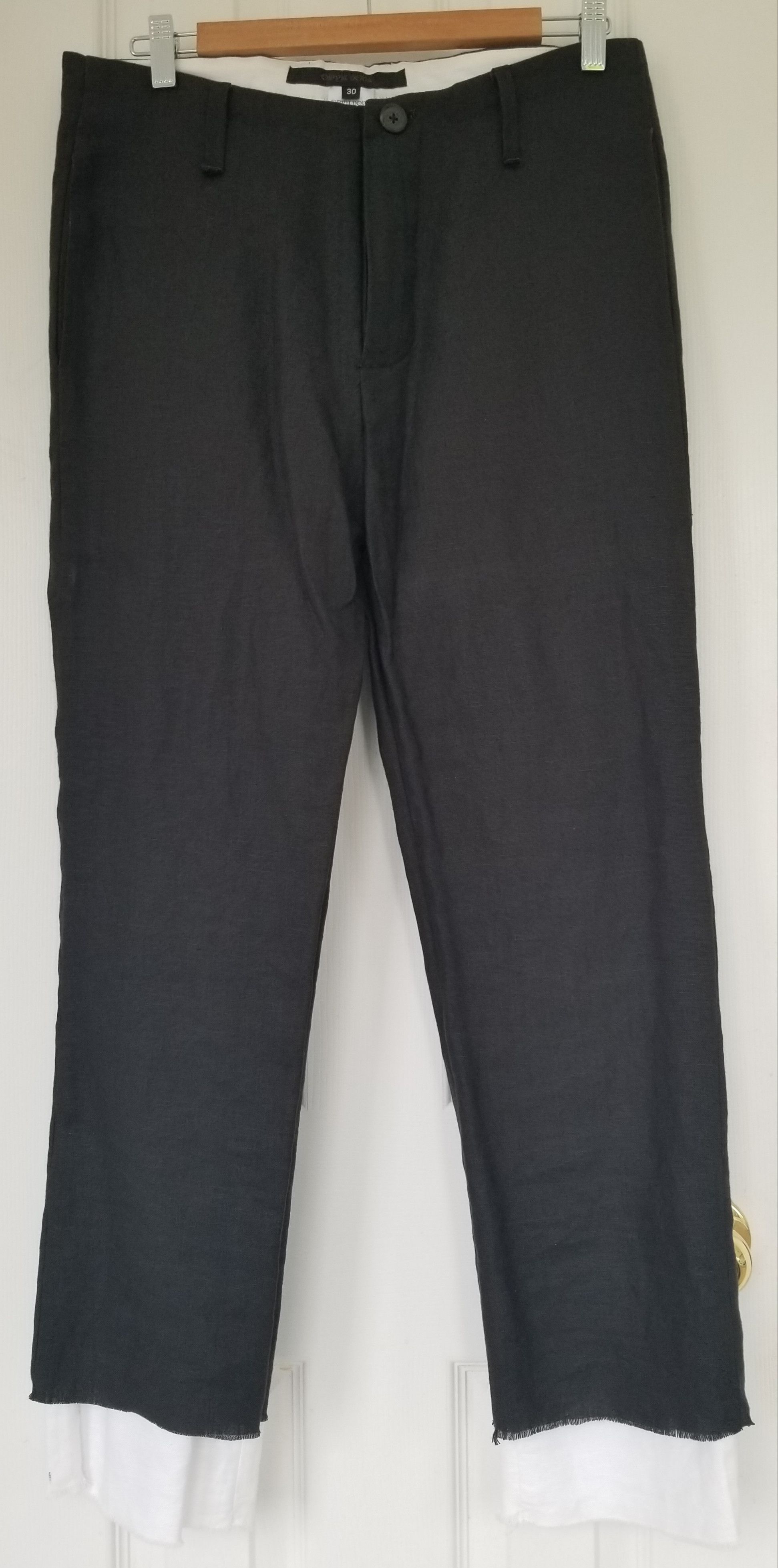 Odyn Vovk Double Layer Black Linen Trousers Pants White