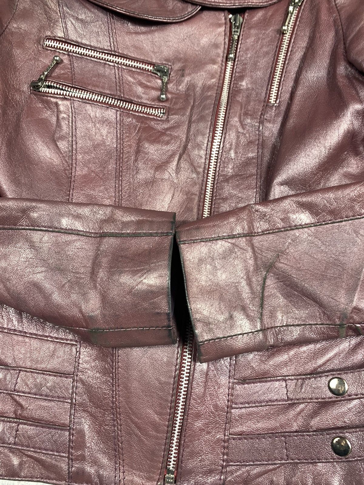Genuine Leather × Vintage Vintage Y2K Leather cropped jacket opium AvantGarde style Size M / US 6-8 / IT 42-44 - 3 Thumbnail