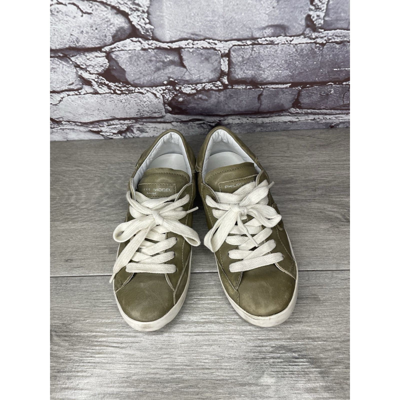 Philippe Model Philippe Model Paris Olive Green Leather Casual Sneakers Jun Size US 12 / IT 42 - 22 Thumbnail