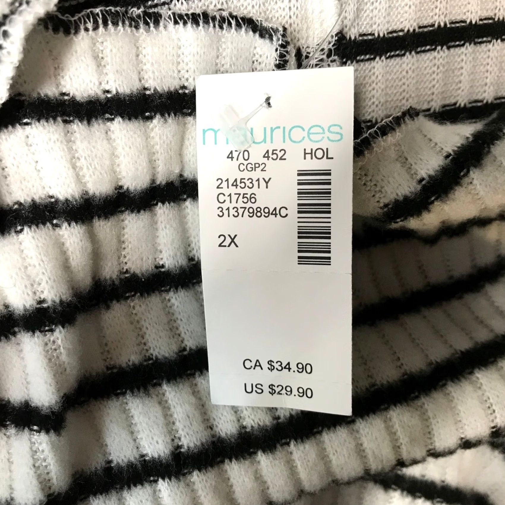 Vintage Maurices Striped Boat Neck Long Sleeve Sweater Top Women's Plus 2X Size XXL / US 16-18 / IT 52-54 - 7 Thumbnail