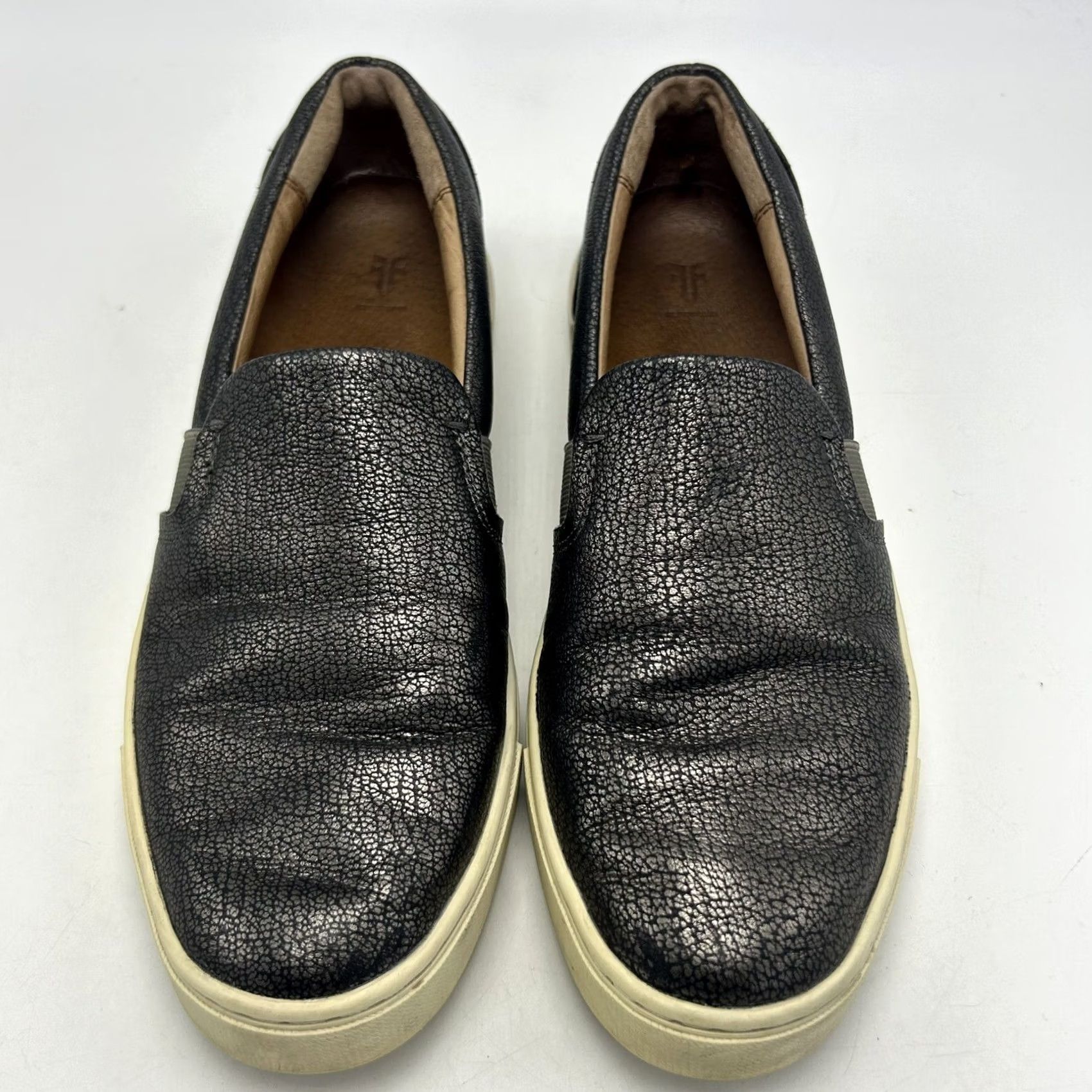 Frye Frye Womens 7.5 M Ivy Metallic Pewter Leather Comfort Casual Slip On Sneakers Size US 8 / IT 38 - 4 Thumbnail