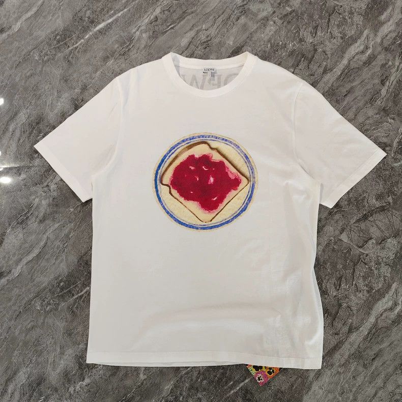 Loewe Loewe White jam toast printed short sleeve T-shirt Size L / US 10 / IT 46 - 1 Thumbnail