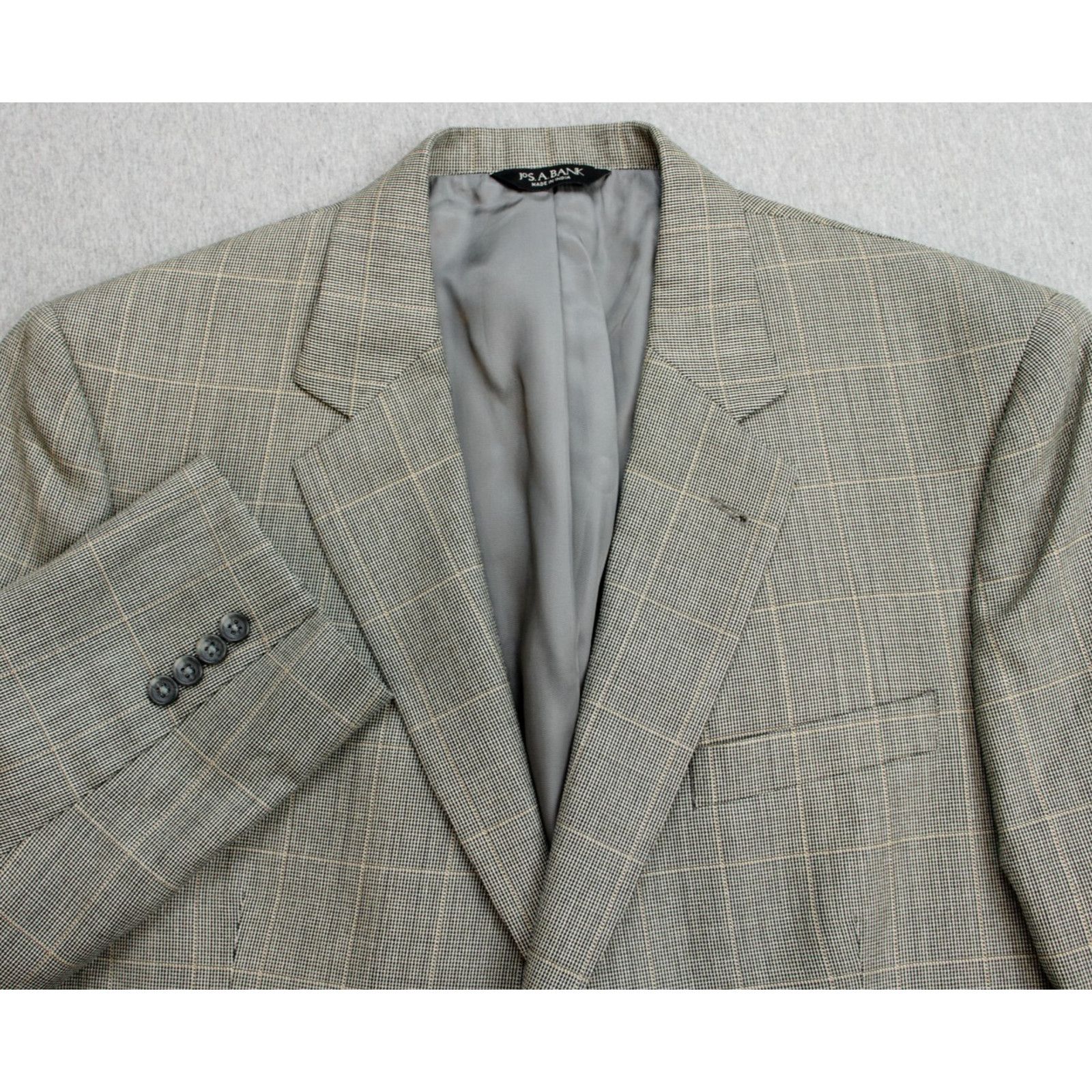 Jos. A. Bank Jos A Bank Blazer Mens 44R Windowpane Silk Wool Signature Size 44R - 1 Thumbnail