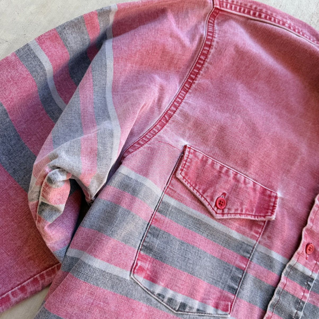 Vintage Vintage Wrangler Brushpopper Shirt Made On USA Pastel Stripe Size US L / EU 52-54 / 3 - 3 Thumbnail