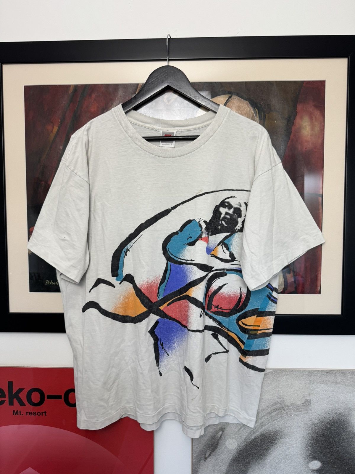Nike Nike Vintage 90s Jordan Print Tee Single Stitch Retro Basket Size US L / EU 52-54 / 3 - 1 Thumbnail