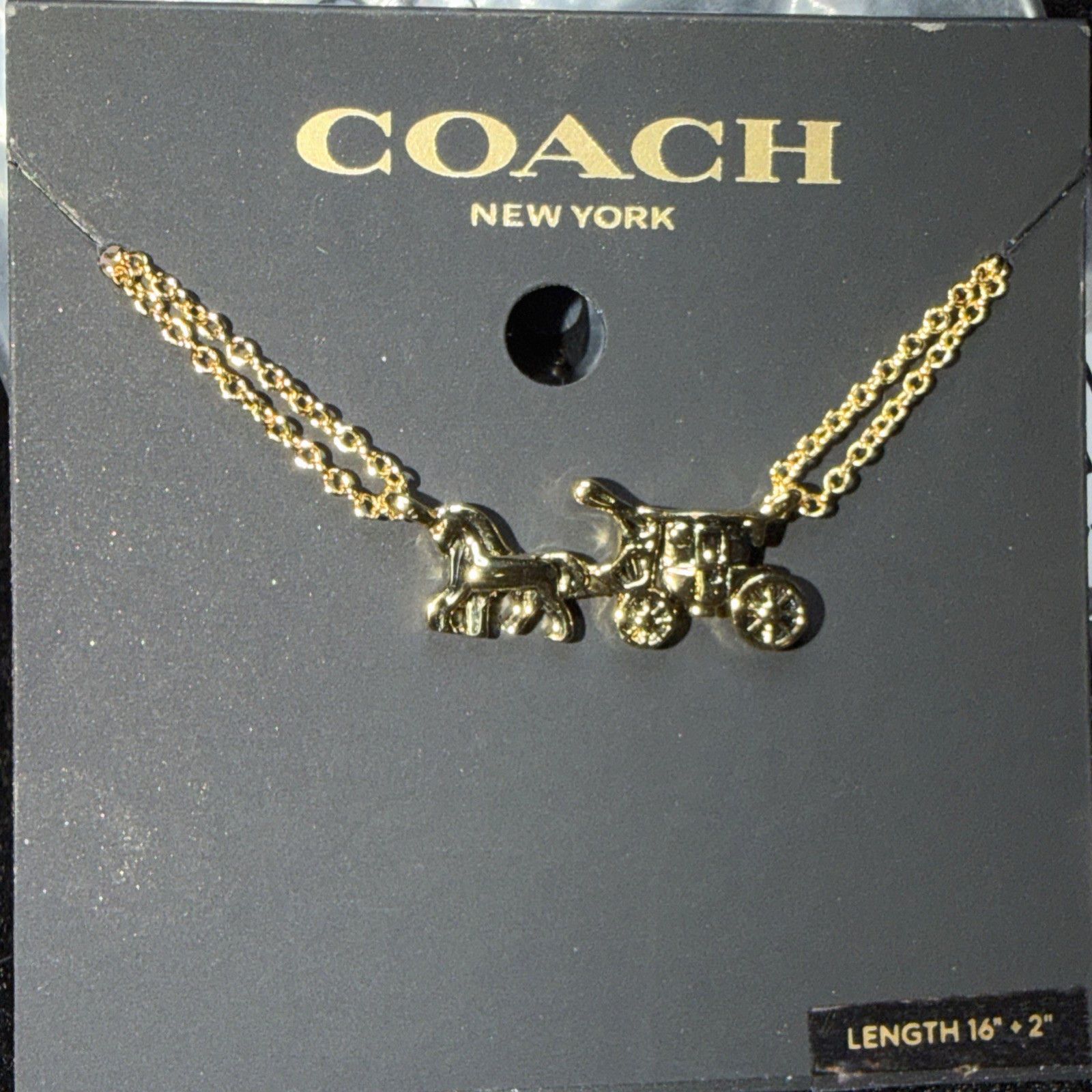 Coach Coach Jewlery Horse Carriage Pendant Necklace Gold Plated Size ONE SIZE - 2 Thumbnail