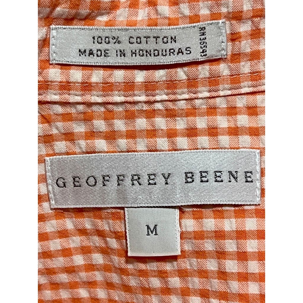 Geoffrey Beene Men's M Geoffrey Beene Seersucker Orange White Short Sleeve Size US M / EU 48-50 / 2 - 5 Thumbnail