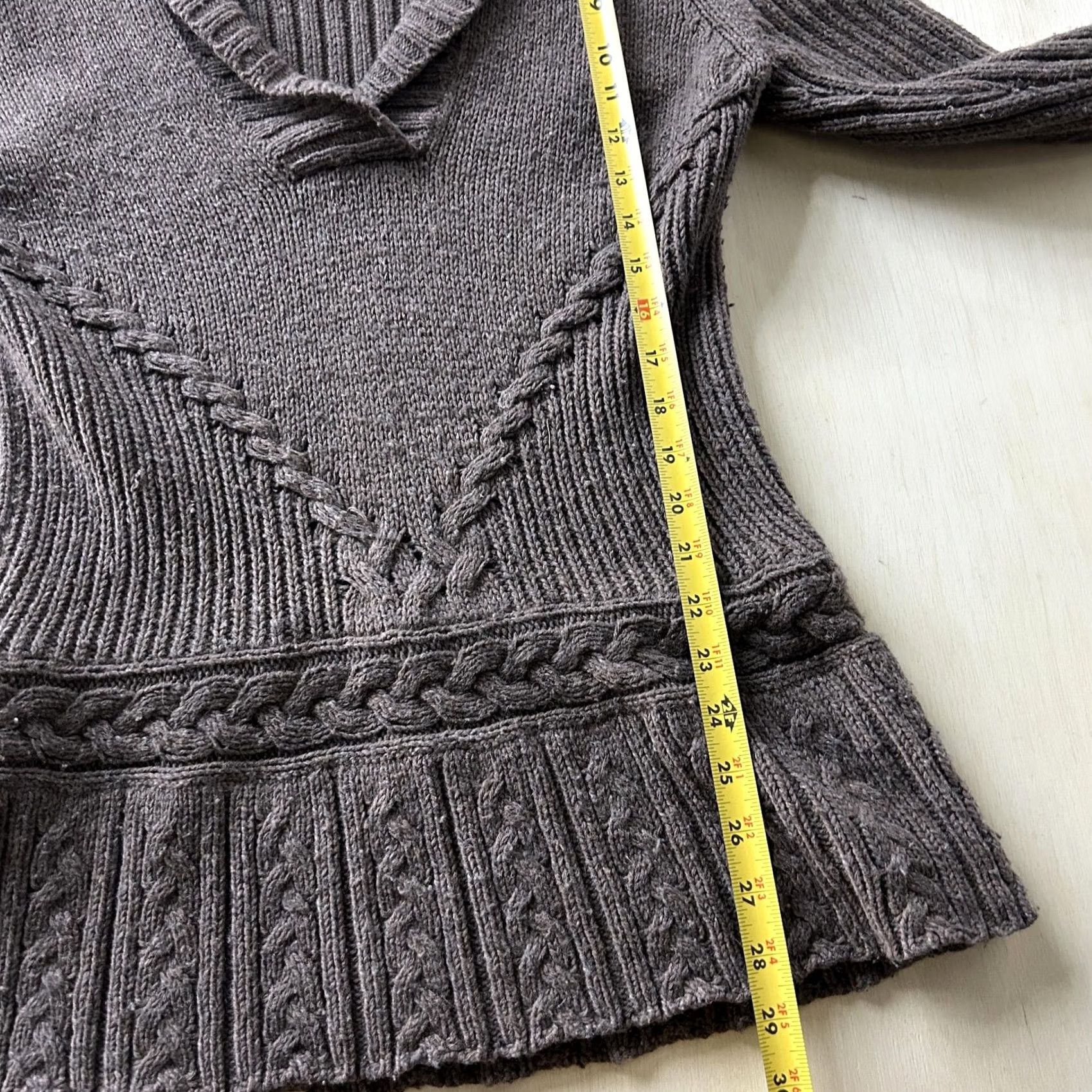 Old Navy VINTAGE Old Navy Sweater Womens XL Brown Cable Knit Tunic Shawl Collar Hong Kong Size XL / US 12-14 / IT 48-50 - 5 Thumbnail