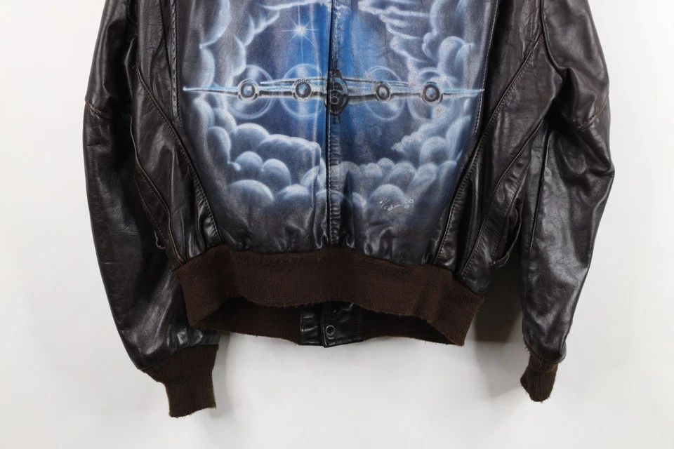 Vintage Vintage 70s Streetwear Brushed Leather Flight Bomber Jacket Size US XL / EU 56 / 4 - 16 Thumbnail