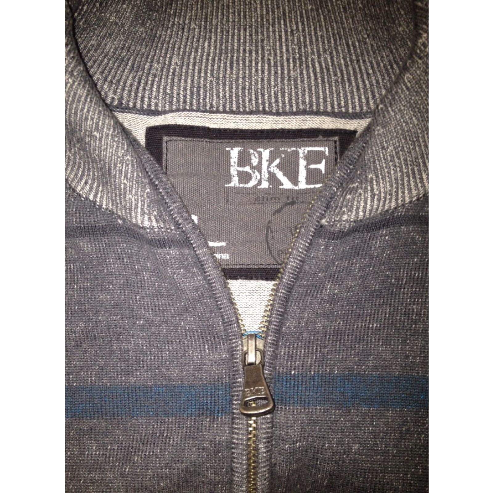 Vintage BKE MENS Gray ZIP DOWN Sweater Jacket Mens L Gray Down Jacket Size US L / EU 52-54 / 3 - 2 Thumbnail