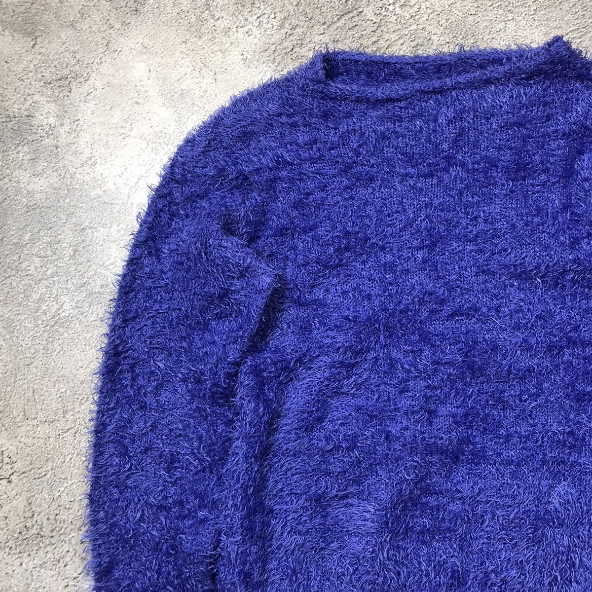 Vintage Vintage 90s Mohair Knit Sweater Oversized Grunge Blue Logo M Size M / US 6-8 / IT 42-44 - 2 Thumbnail