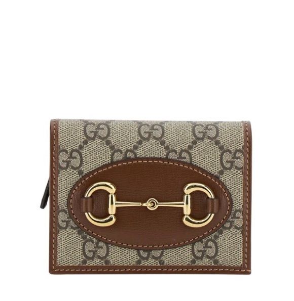 image of Gucci Horsebit 1955 Card Case Wallet in Brown, Women's