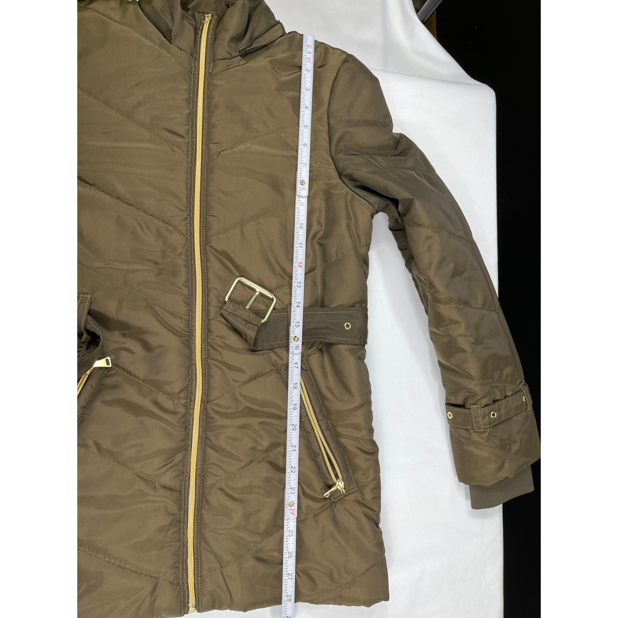 Express Express SKU 7920 Womens Olive Green Parka Jacket With Belt S Size S / US 4 / IT 40 - 10 Thumbnail