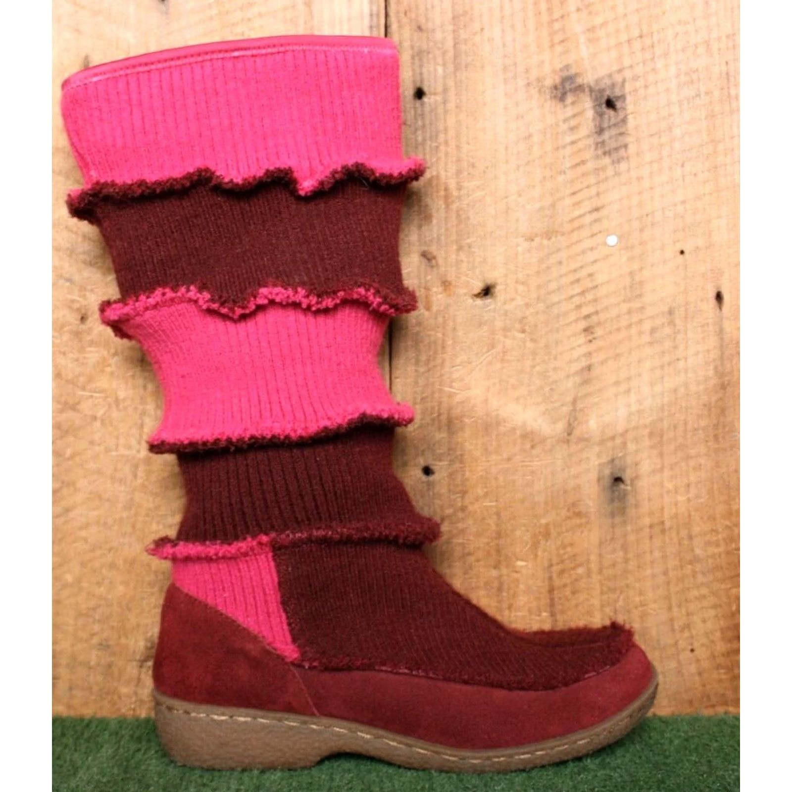 Sam Edelman VINTAGE SAM EDELMAN Suede & Sweater Knit Faux Fur Lined 13.5" Tall Mukluk Boots Sz. 8 Size M / US 6-8 / IT 42-44 - 2 Thumbnail