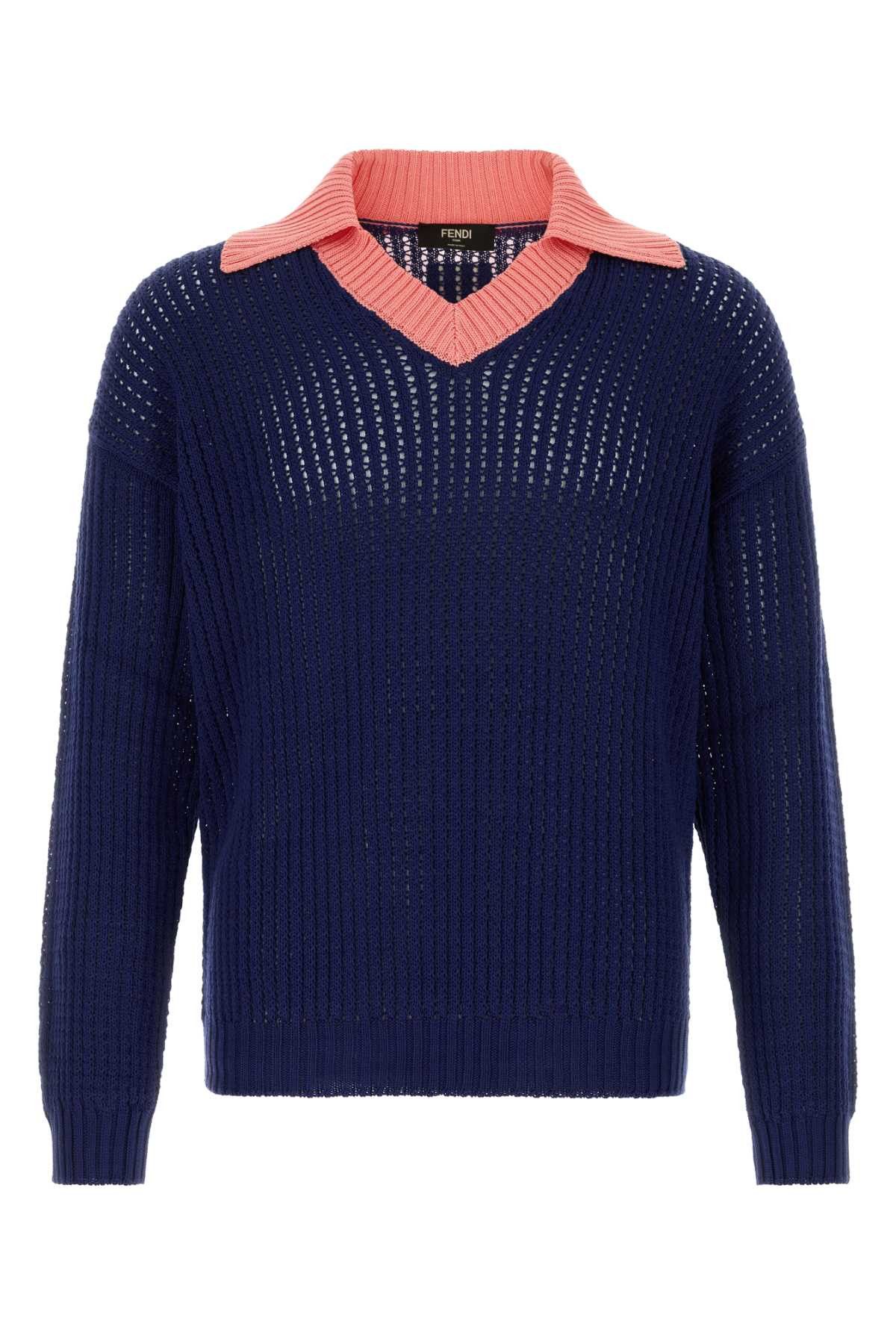 Fendi Navy Blue Cotton Polo Shirt Size US L / EU 52-54 / 3 - 1 Thumbnail