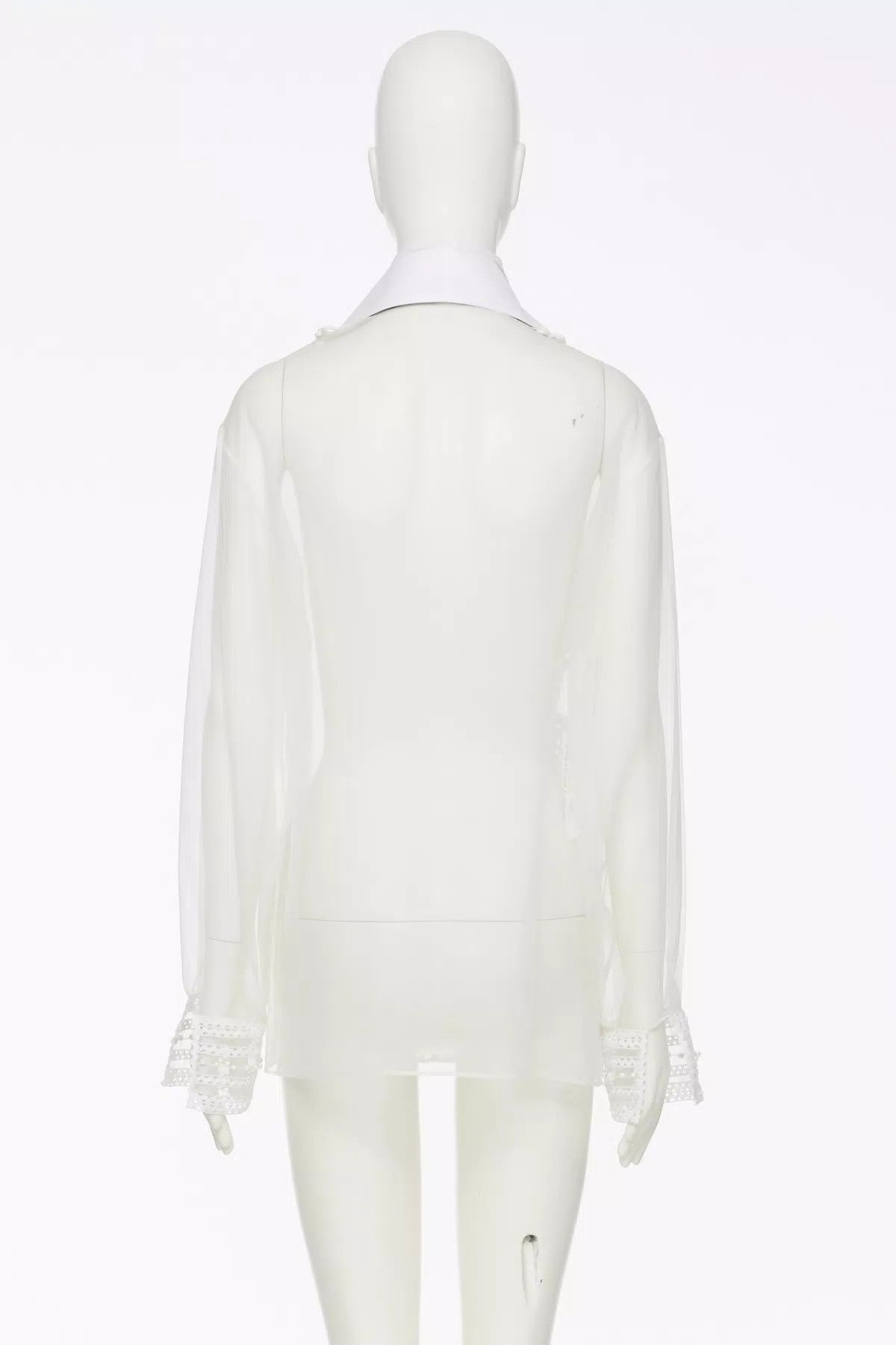 Valentino o1s1wg110925 Embroidered Organza Shirt in White/Ivory Size XS / US 0-2 / IT 36-38 - 4 Thumbnail