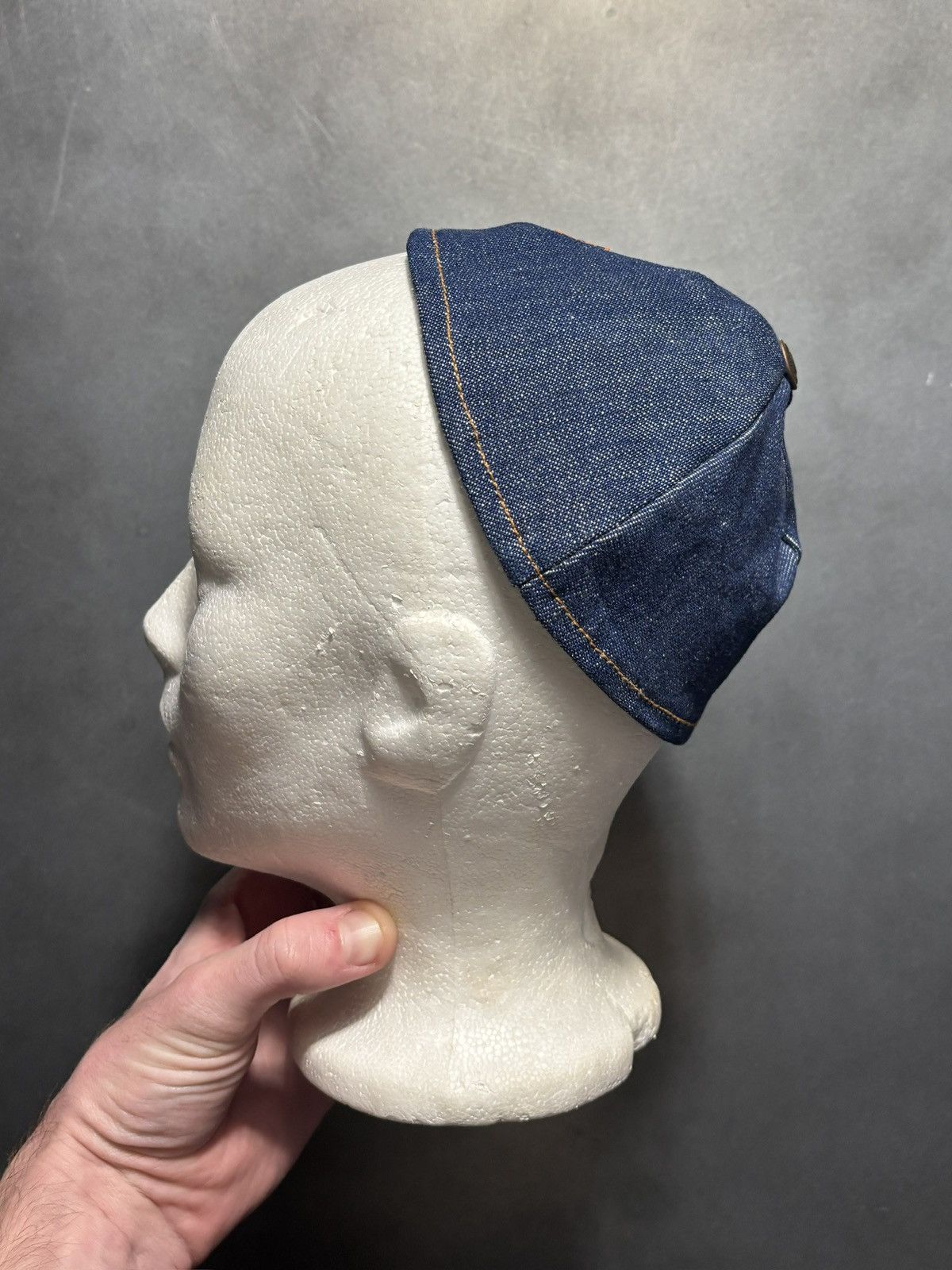 Levi's Vintage Levi's Yarmulke Cap Orange Tab Denim Kippah Jewish Size ONE SIZE - 5 Thumbnail
