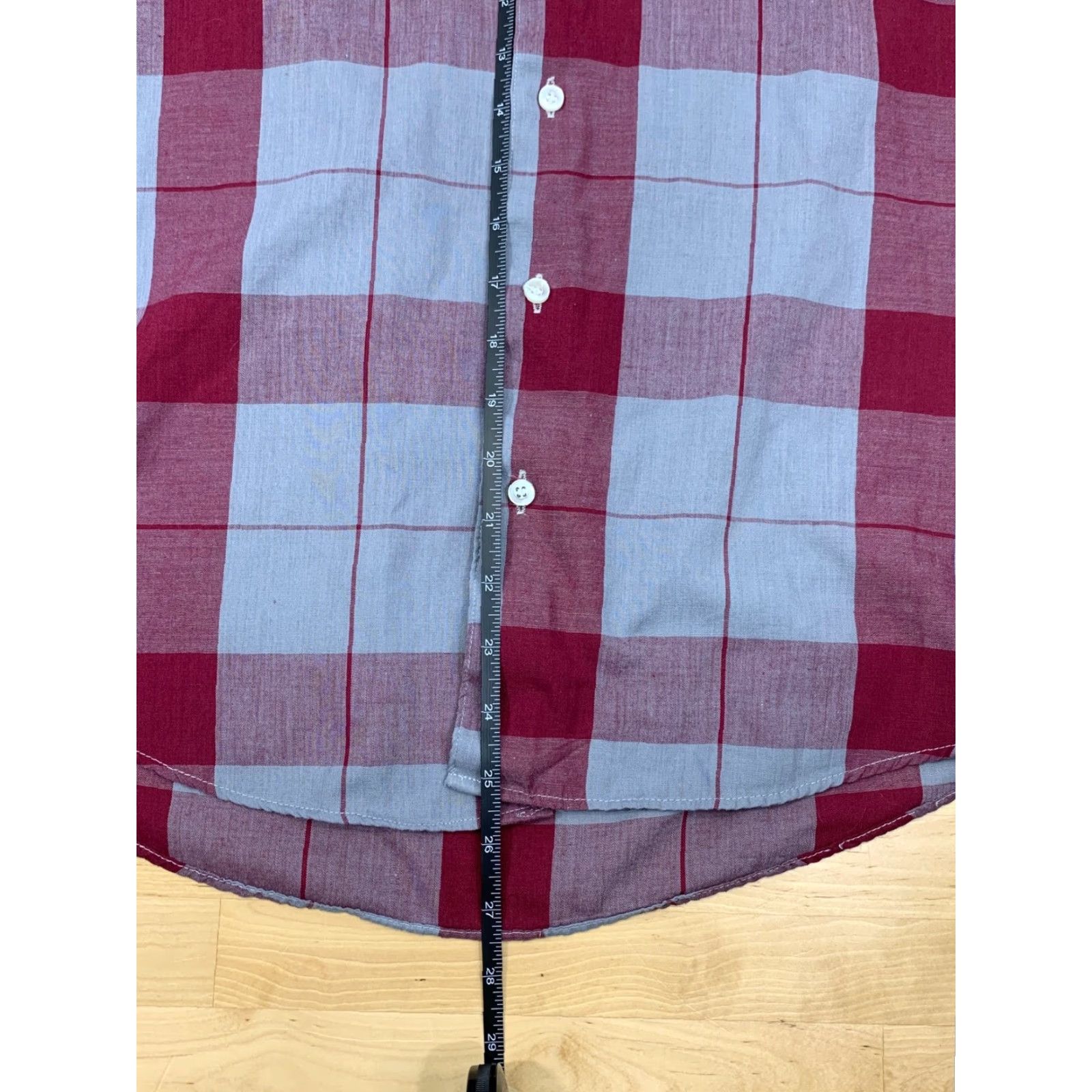 Vintage VINTAGE BonHomme Shirt Men's M 90s Red/Gray Geometric Button Down Collar Long Sleeve Made in USA #1844 Size US M / EU 48-50 / 2 - 7 Thumbnail