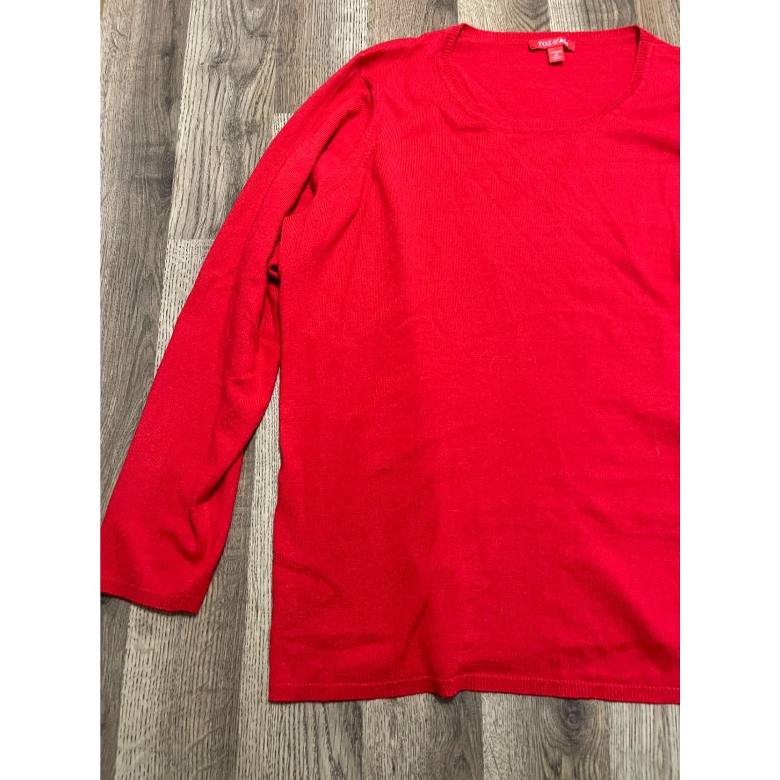 Vintage Roz And Ali Shirt Women's Plus Size 3X Red Long Sleeve Shirt Women 3X Red Long Sleeve Basic Modern Casual Fall Spring Summer 3X Mens? Size XXL / US 16-18 / IT 52-54 - 3 Thumbnail