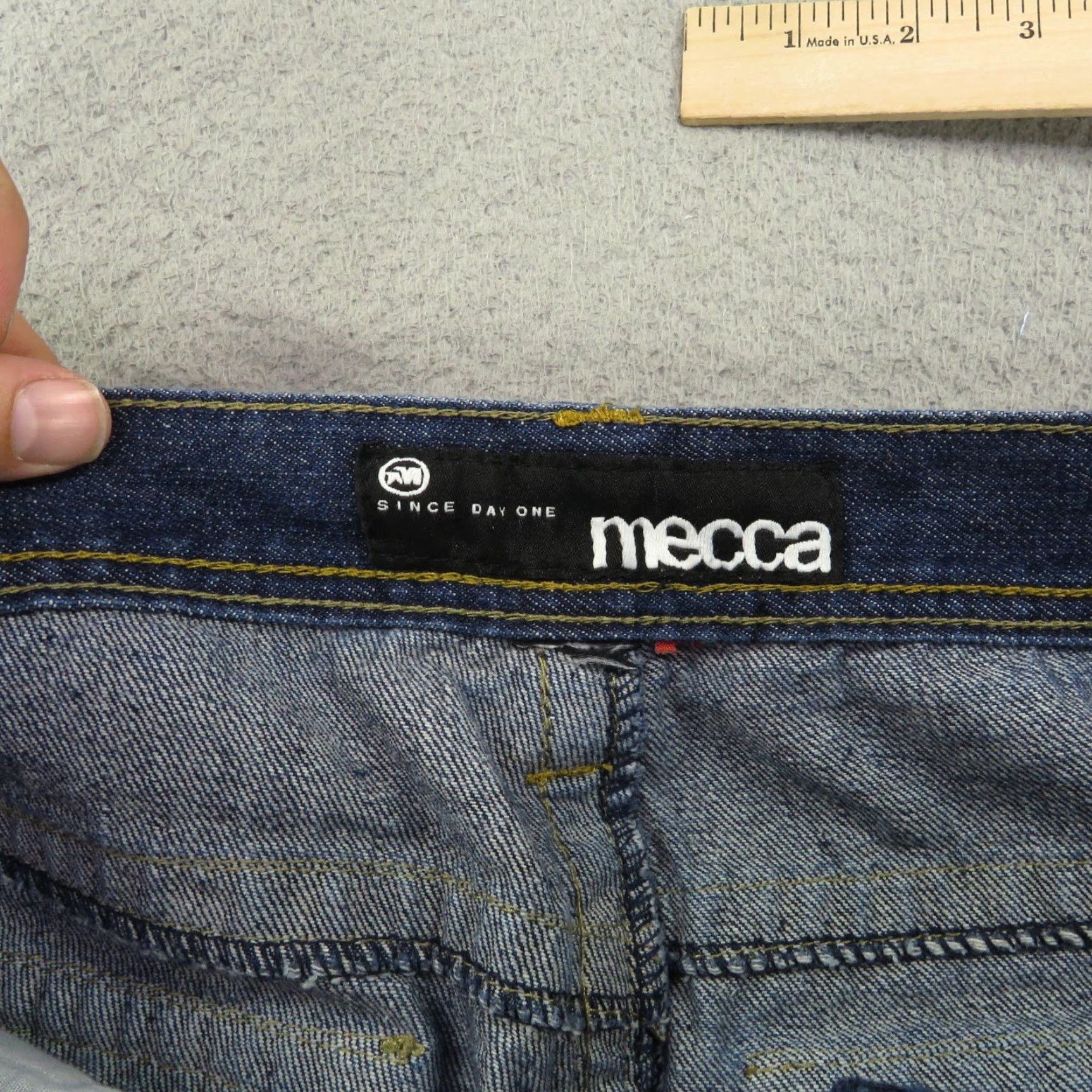 Vintage Mecca Jeans Mens 34x30 Y2K Embroidered Flap Pocket Grunge Skater Wide-Leg Pipes Jeans Size US 34 / EU 50 - 7 Thumbnail
