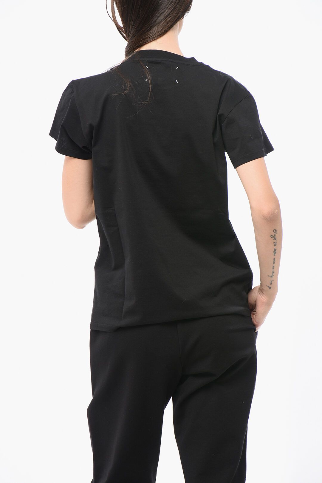 Maison Margiela og1mm0825 Cotton Crewneck T-Shirt in Black Size S / US 4 / IT 40 - 2 Thumbnail