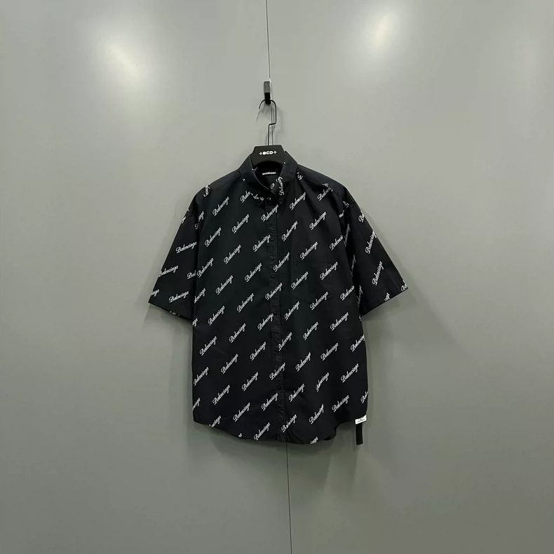 Balenciaga size 38 Cursive Bullet Logo Short Sleeve Shirt