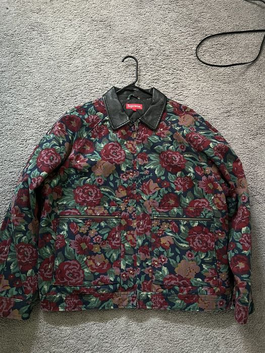 Supreme Supreme leather collar work jacket digi floral large fw20