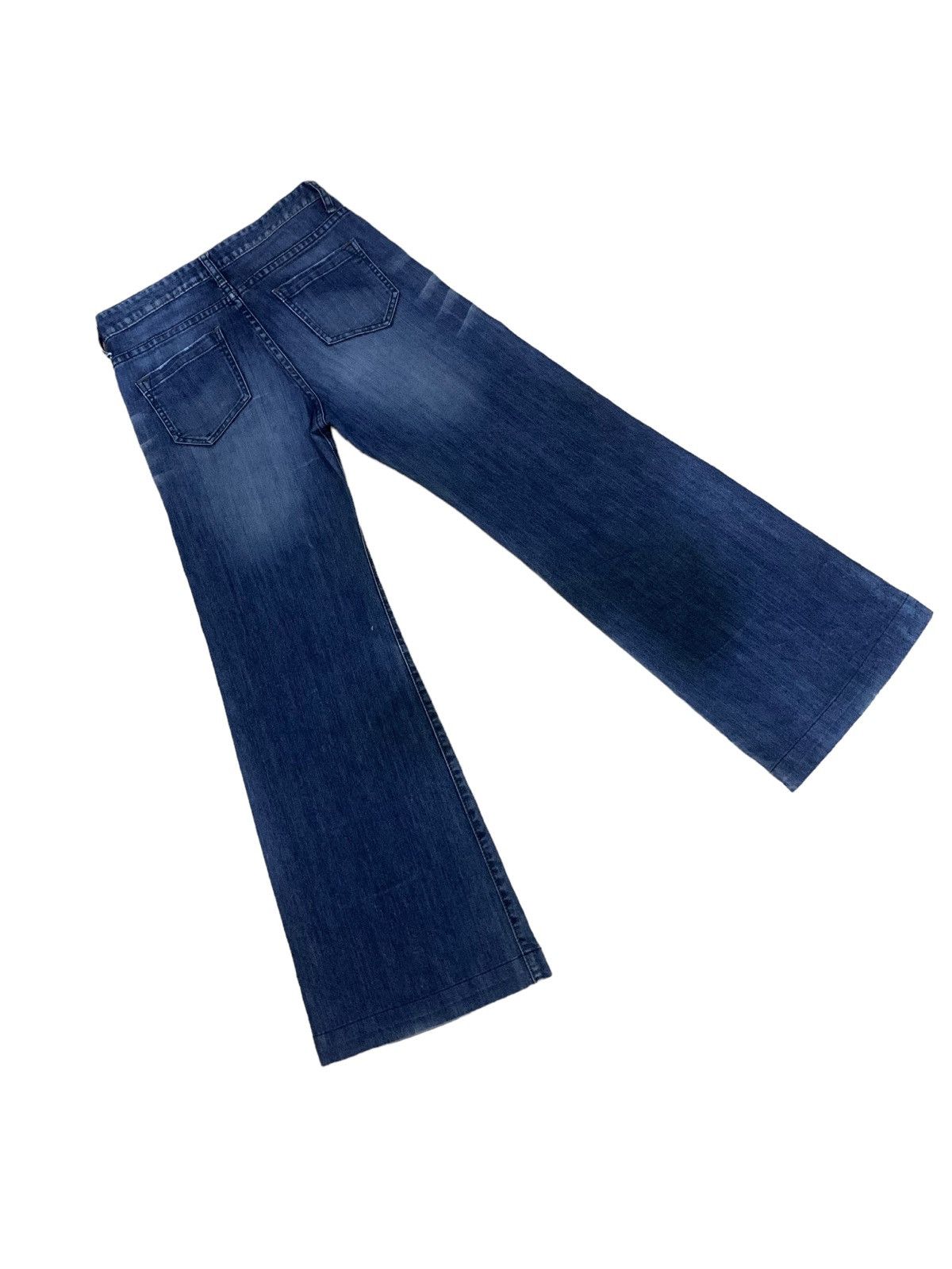 Jun Takahashi × Uniqlo 🔥Flare🔥 Vintage Uniqlo Wide Leg Blue Wash Jeans Size US 28 / EU 44 - 10 Thumbnail