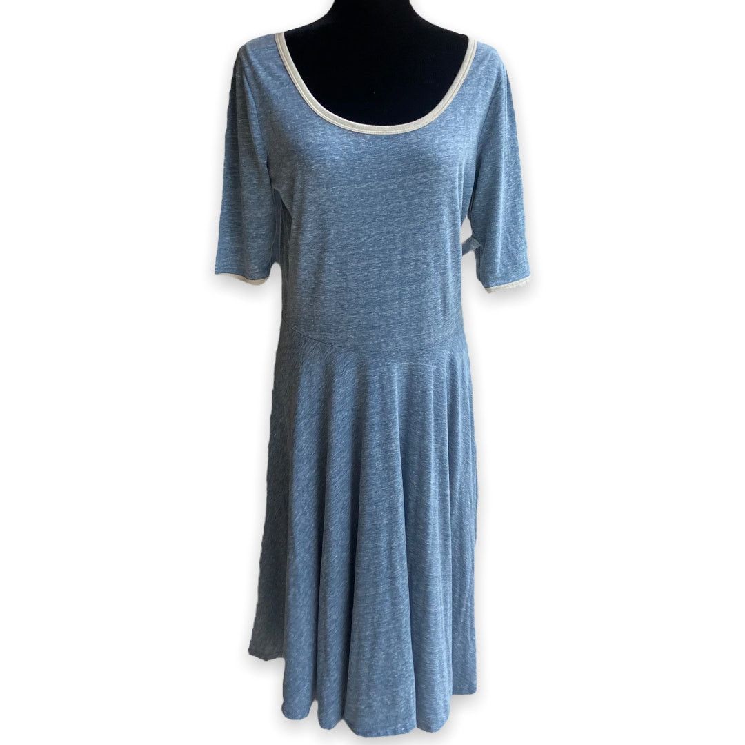 LuLaRoe Nicole Fit & Flare Dress NEW NWT Blue Beige Slubbed - crrs.pl